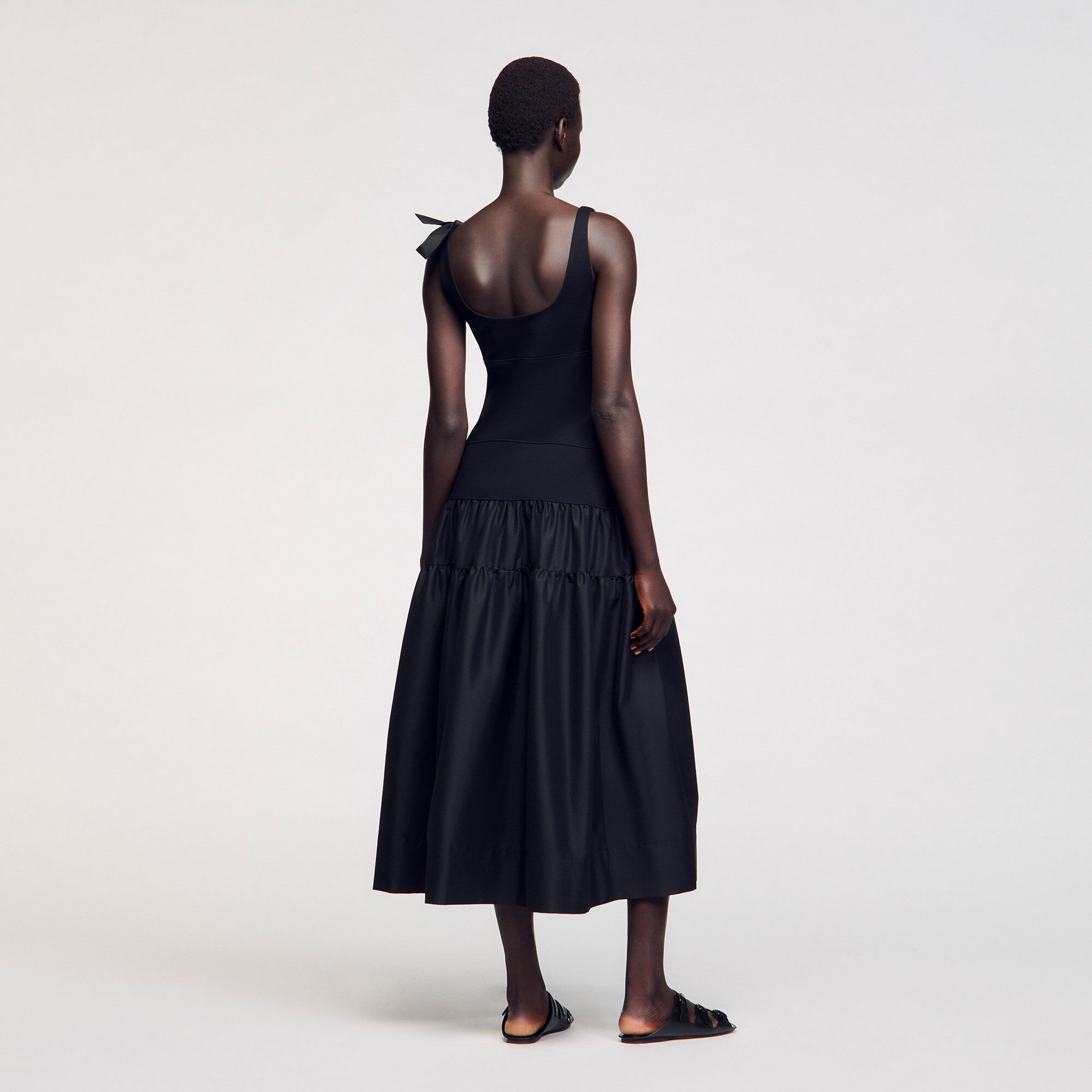 Long dual-material dress