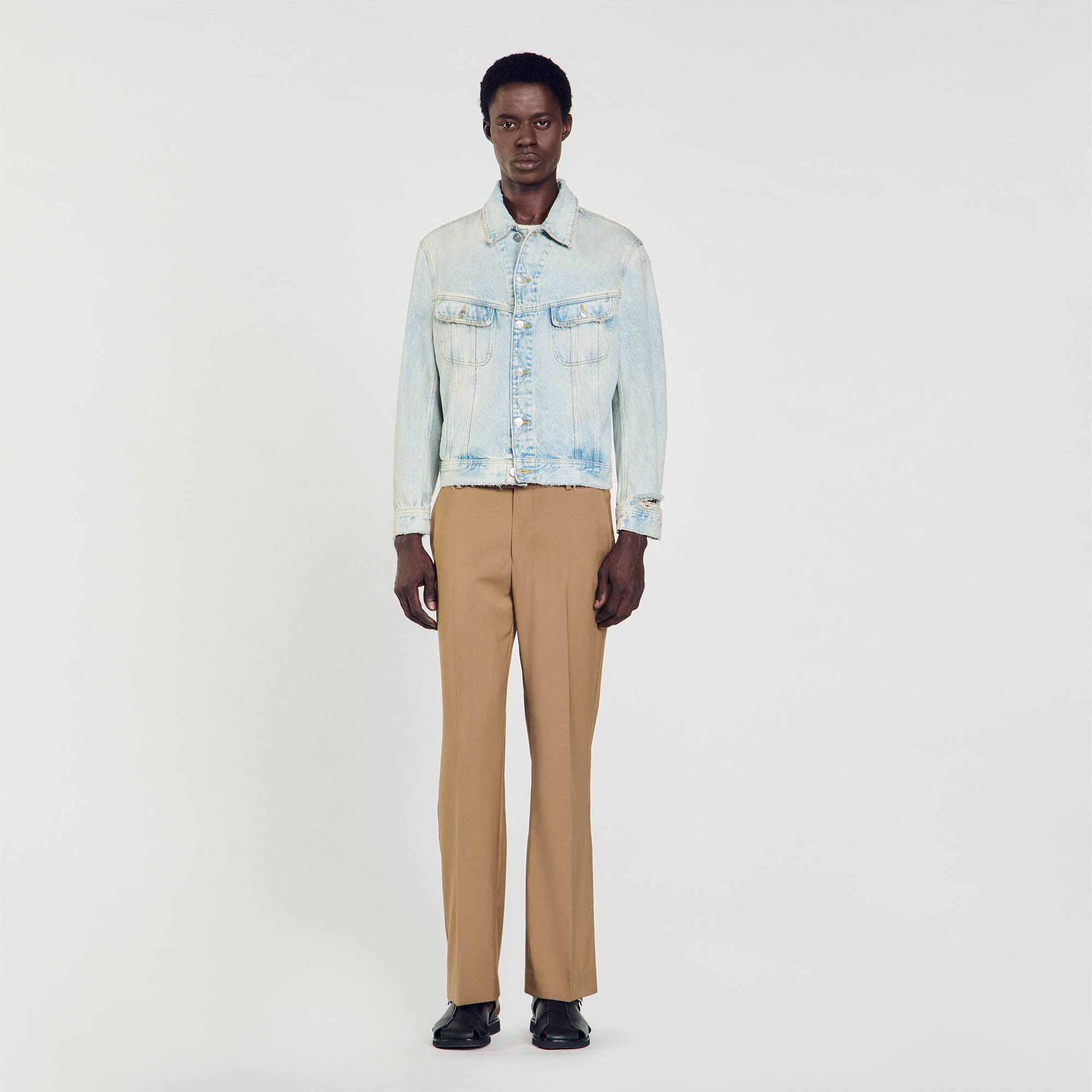 Faded denim jacket blue for Men Sandro Paris