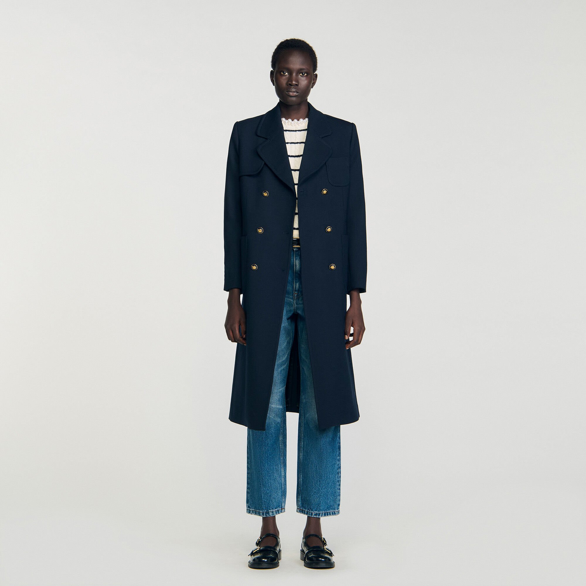 Long double-breasted coat