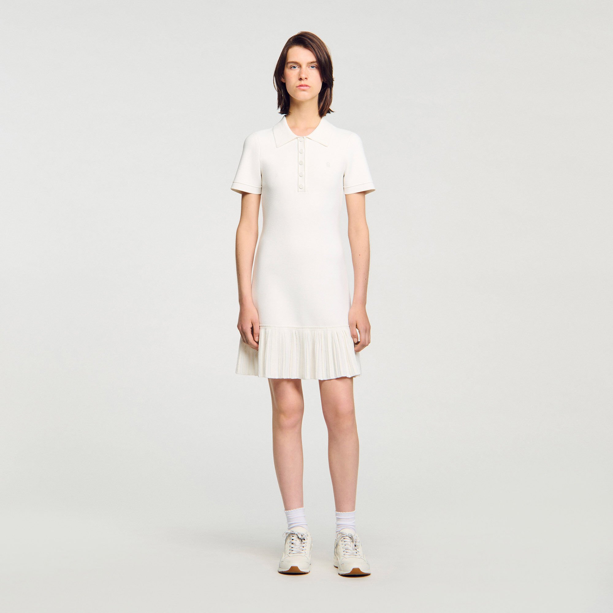Mini knit dress with polo neck