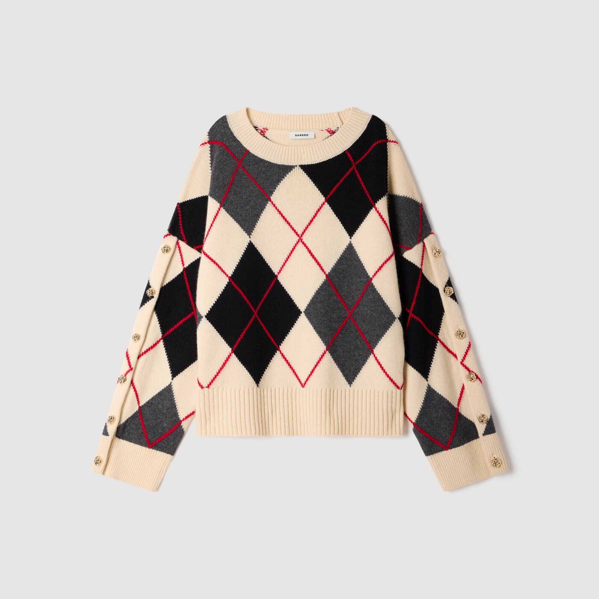 Argyle sweater with buttons - Women | Sandro