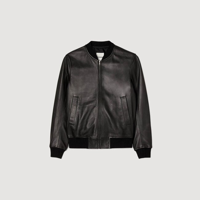 Smooth leather varsity jacket