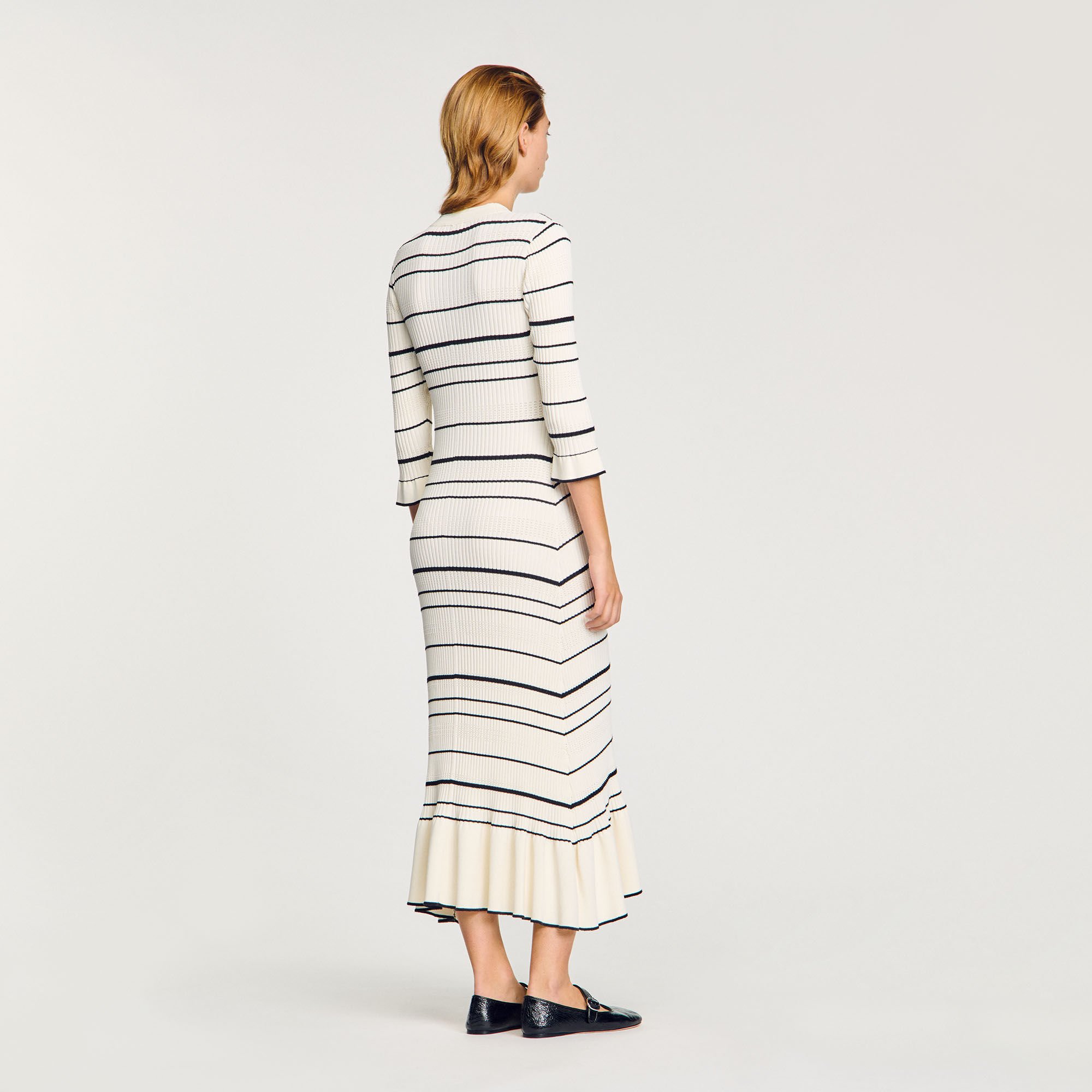 関税・送料込み!【国内発送】SANDRO Maxi knit ワンピース Knit maxi dress with studs black / gray For Women | Sandro Paris