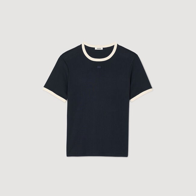 Two-tone patch T-shirt
