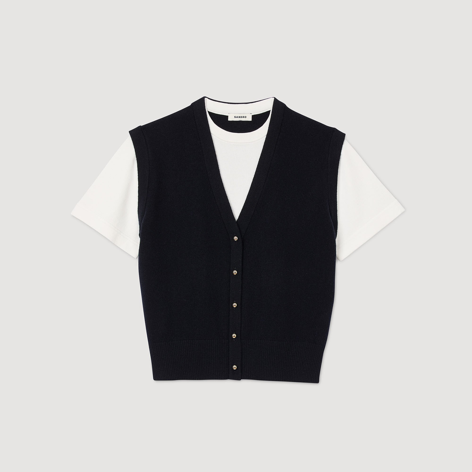 Two-tone wool and cashmere sweater