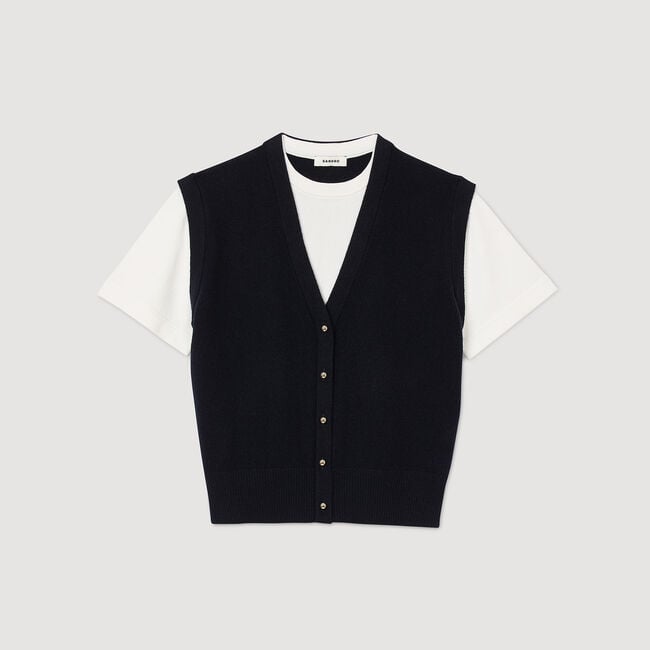 Two-tone wool and cashmere sweater