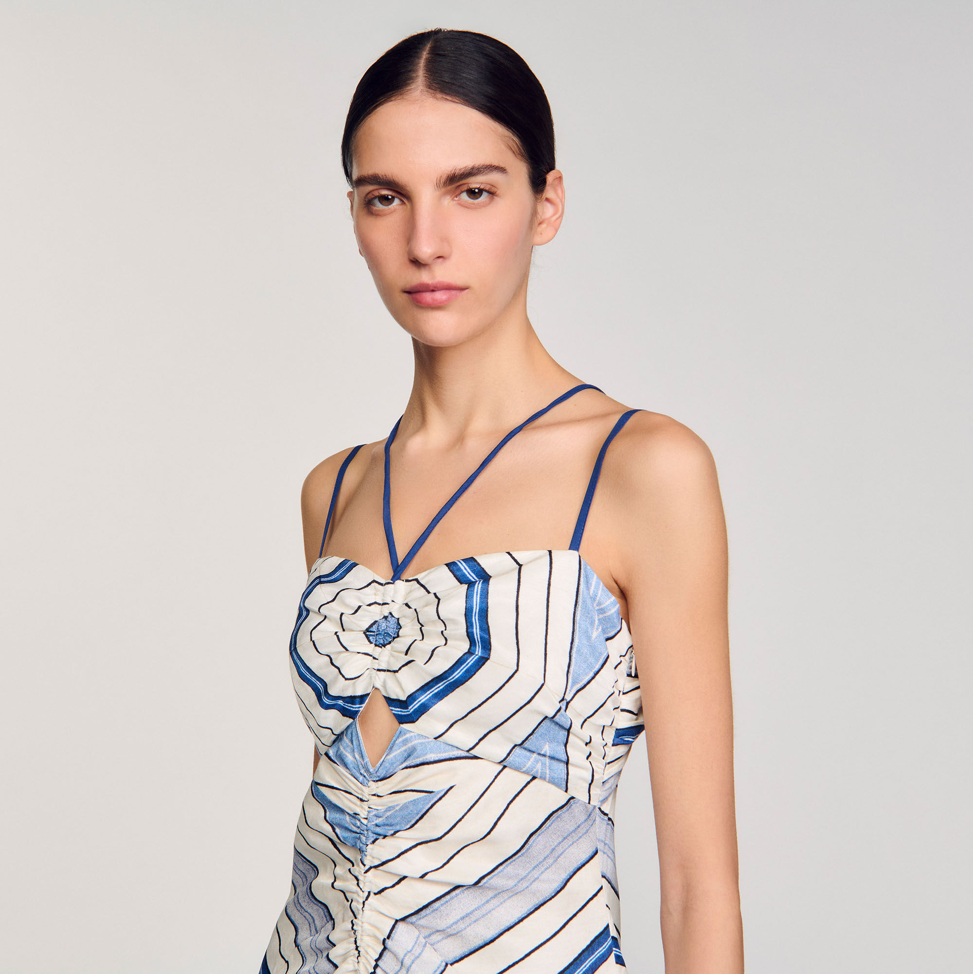 Spiral-motif maxi dress blue For Women | Sandro Paris