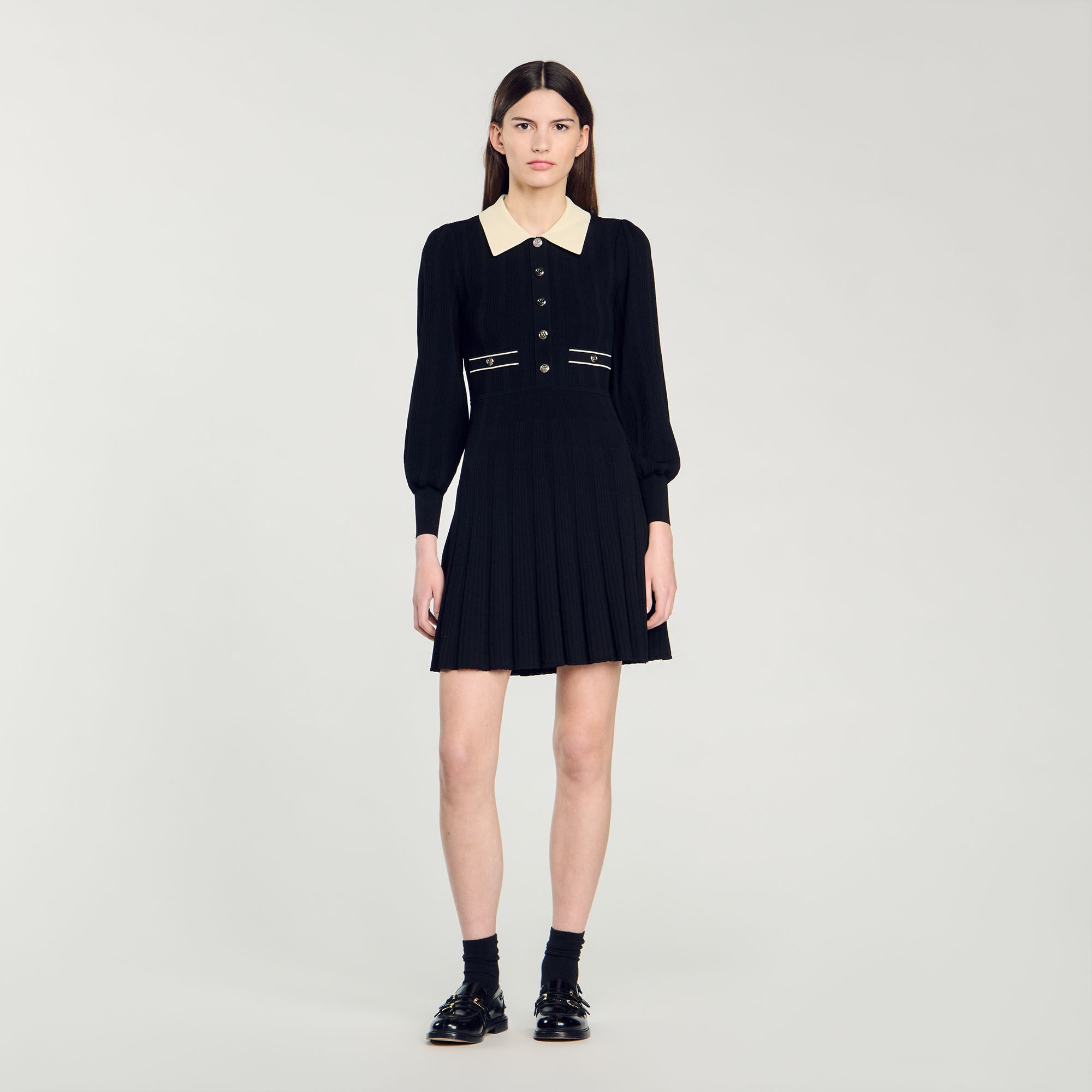 Pleated knit dress