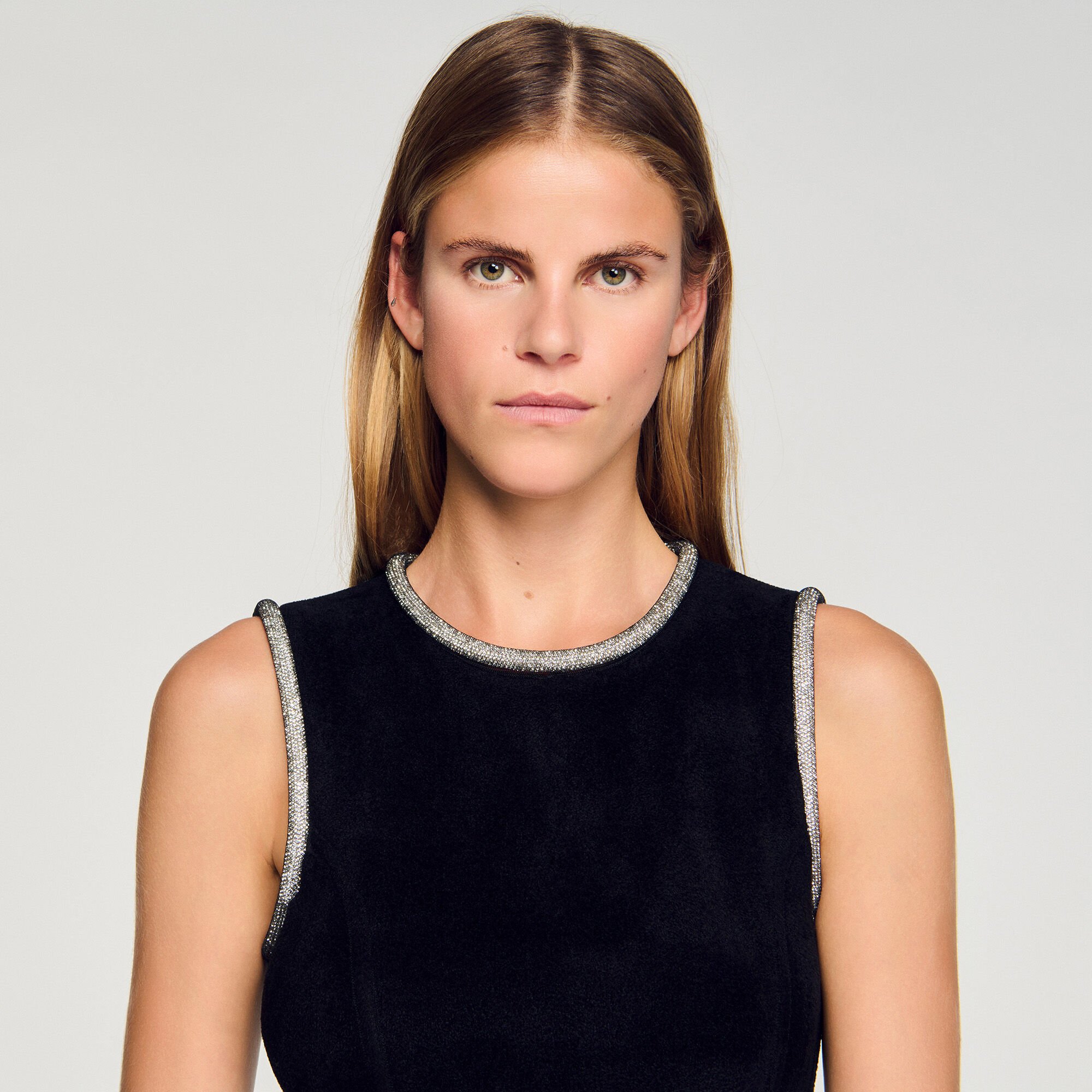 Rhinestone slit maxi dress