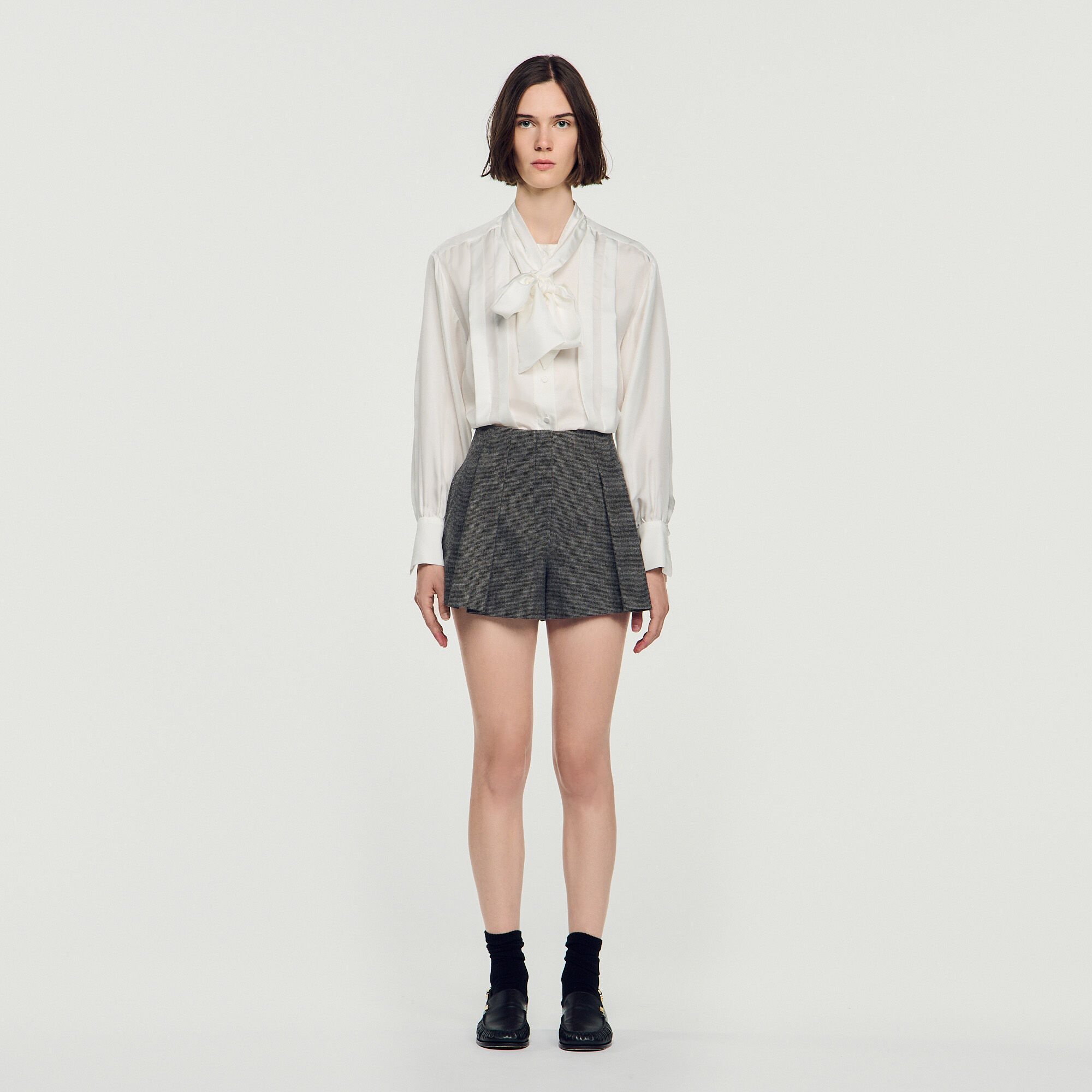 Houndstooth wool shorts - Women | Sandro