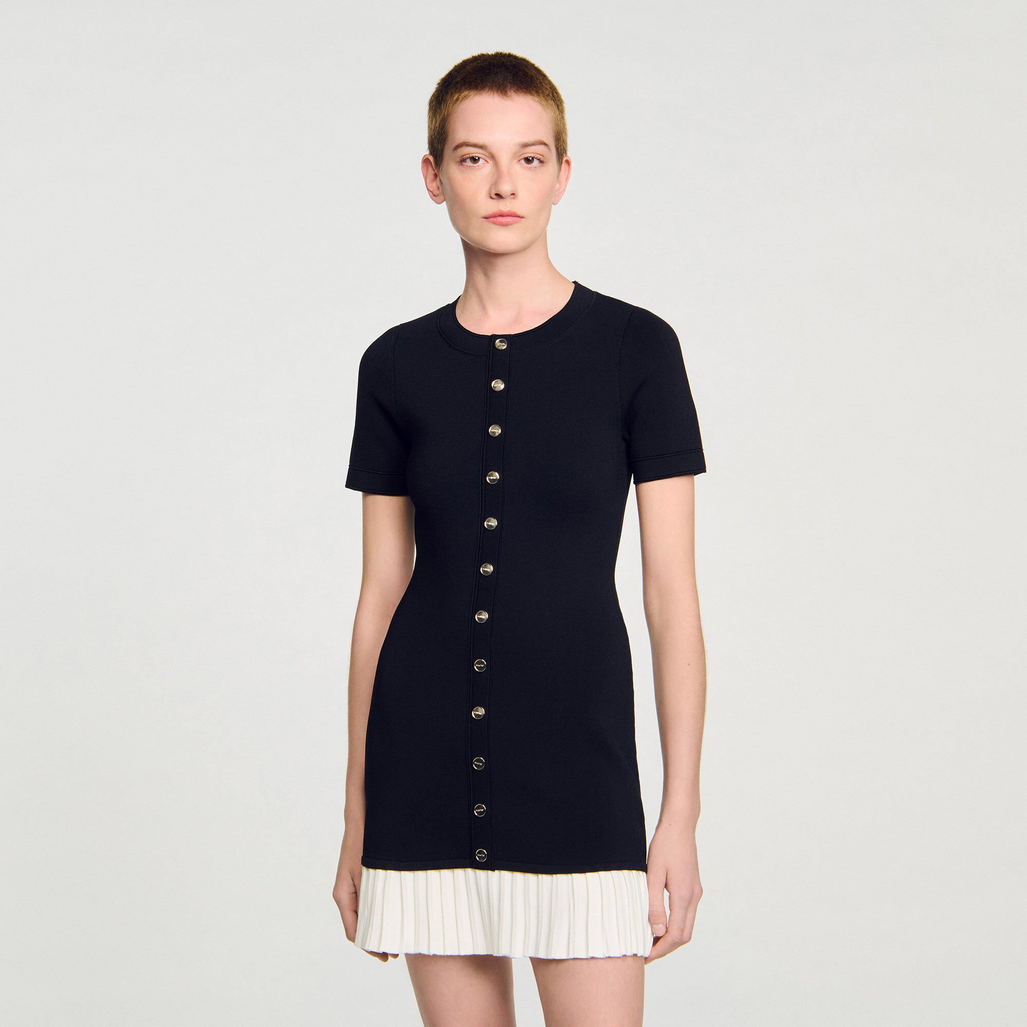 Mini knit dress with ruffle