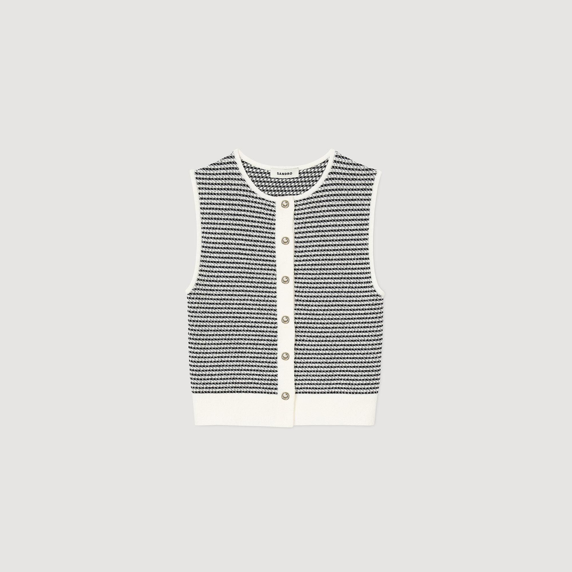 サンドロ　カーディガン Striped cardigan black / gray For Women | Sandro Paris