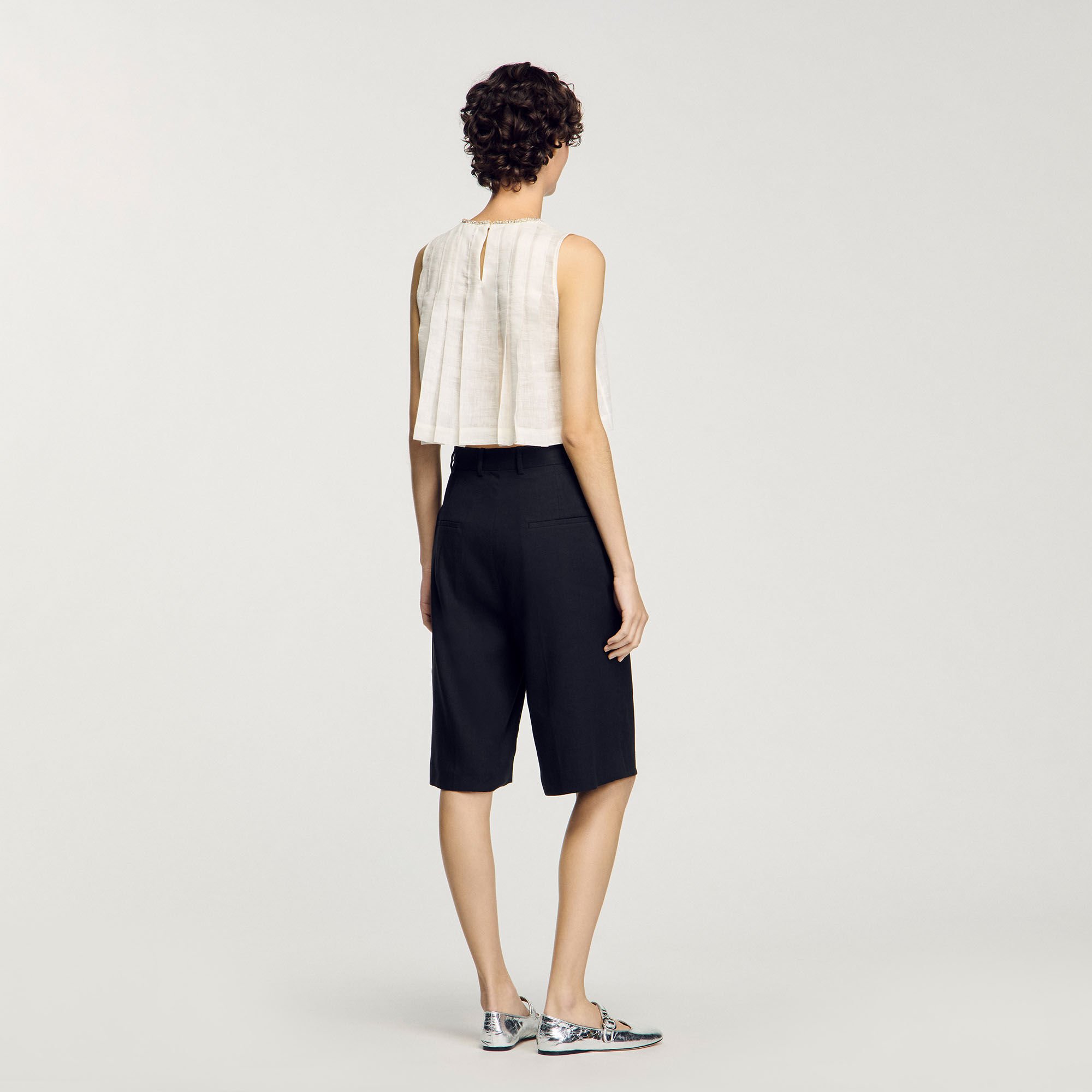 Linen-blend Bermuda shorts