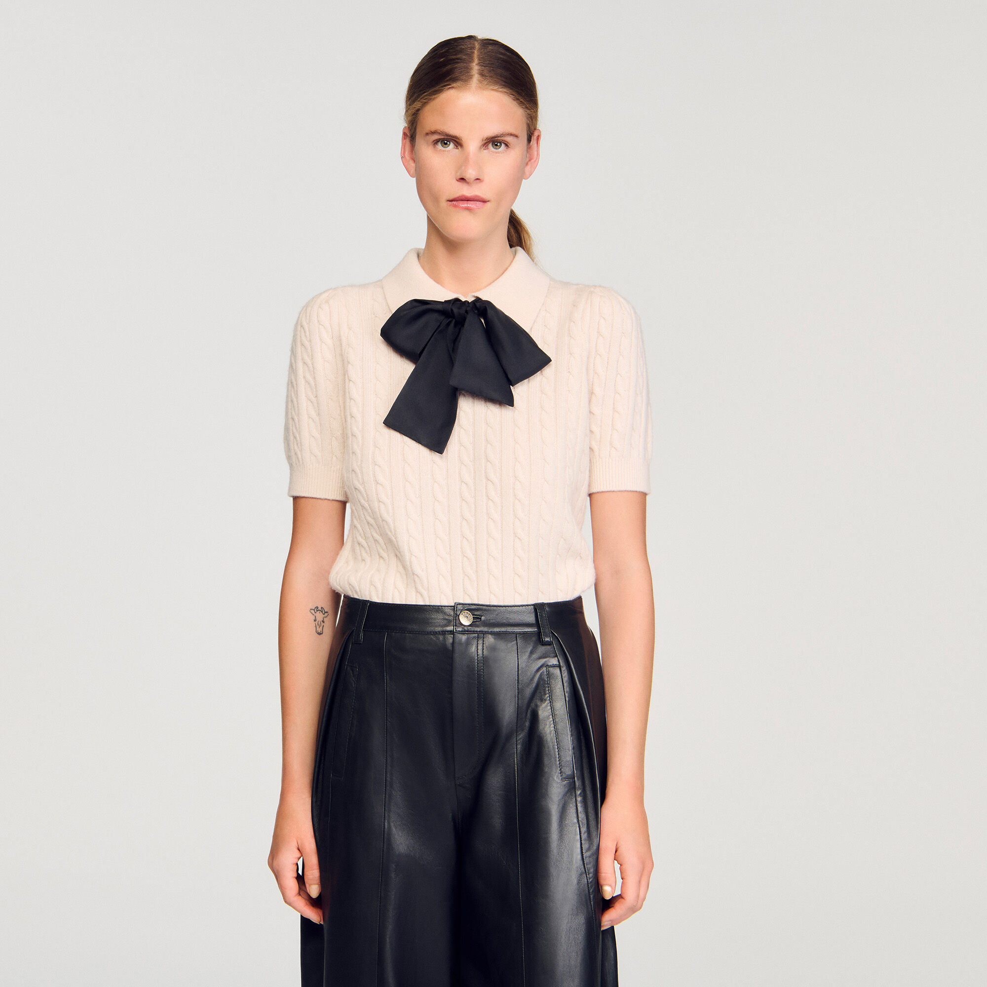Polo-neck knit sweater