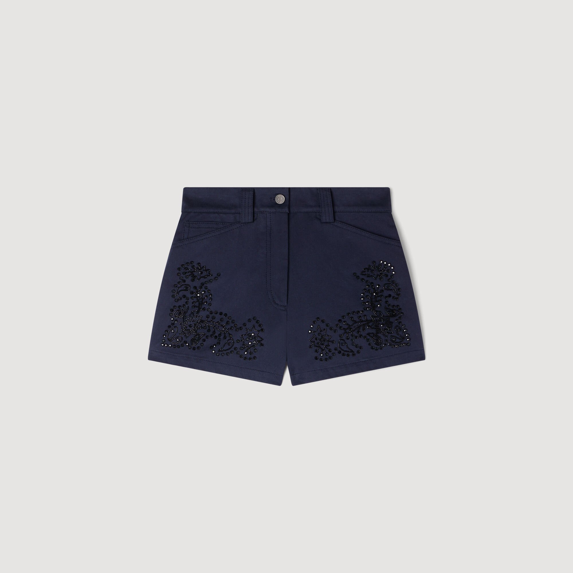 Embroidered cotton shorts