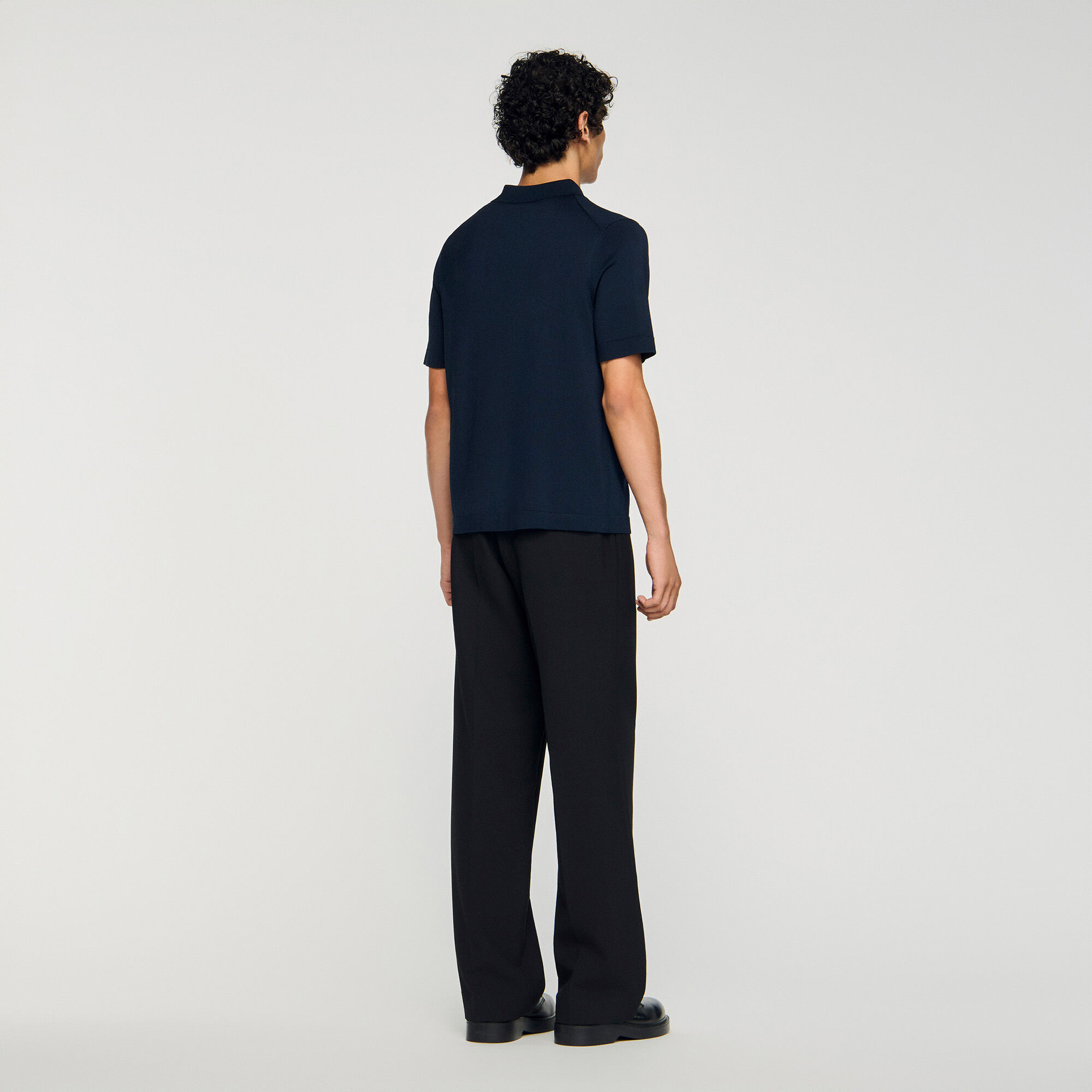 Knitted polo with zip collar