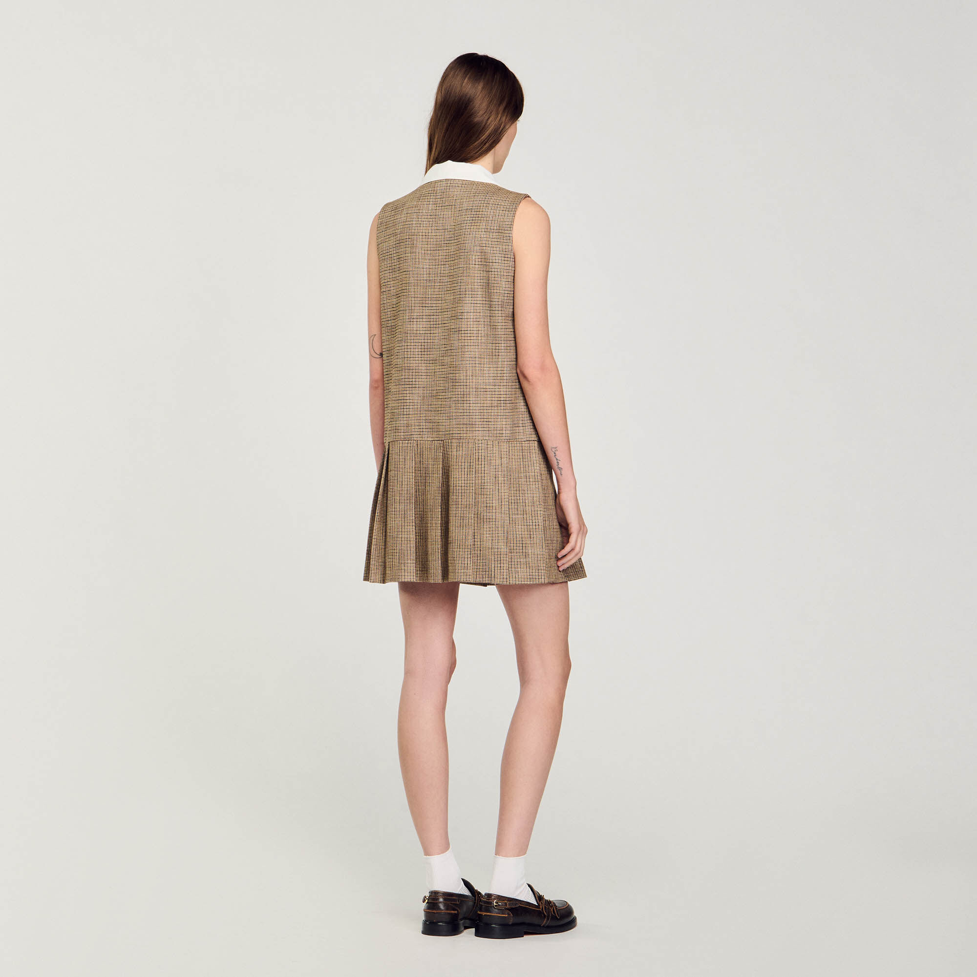 Short micro houndstooth dress brown For Women | Sandro Paris Short micro houndstooth dress brown For Women | Sandro Paris