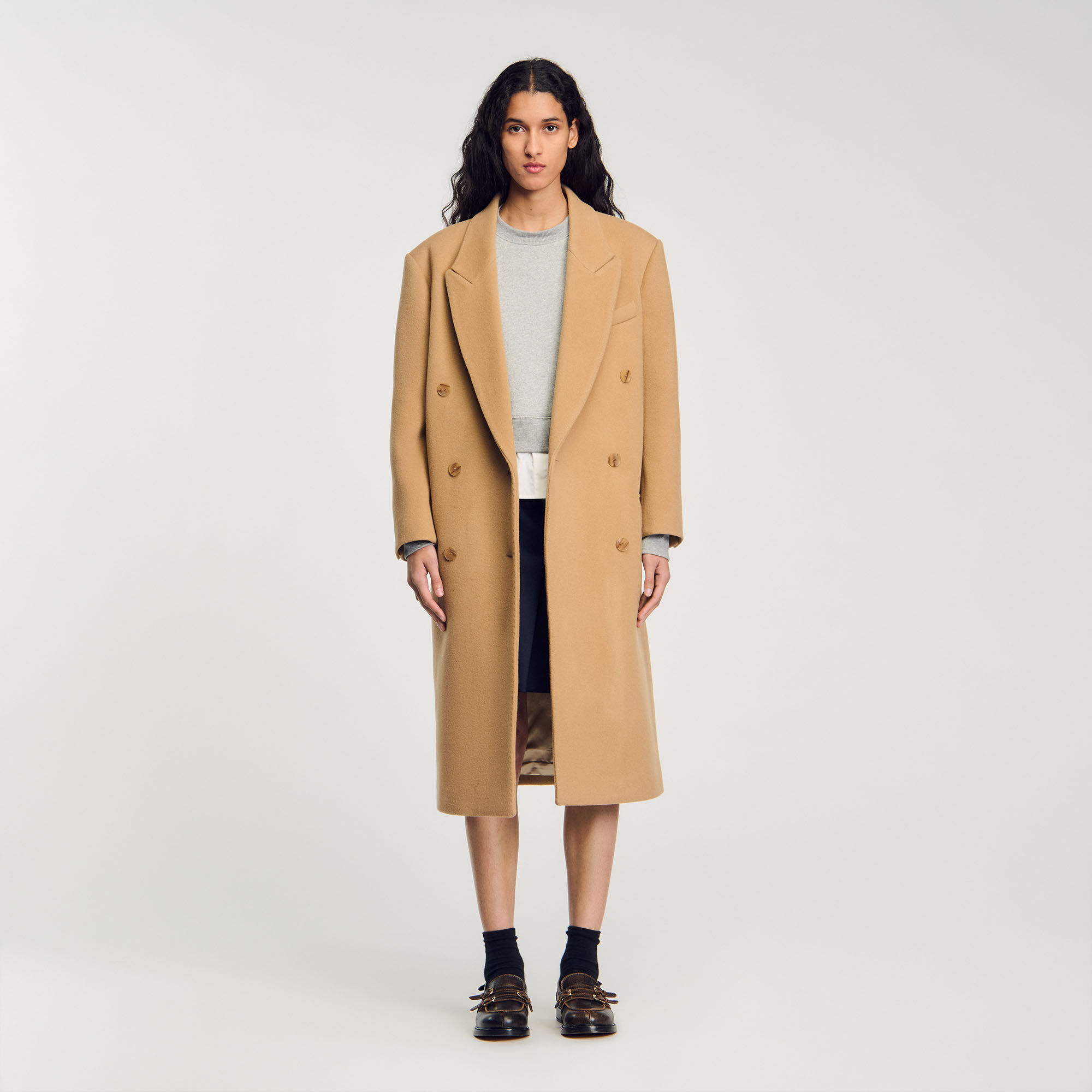 Long wool-blend coat