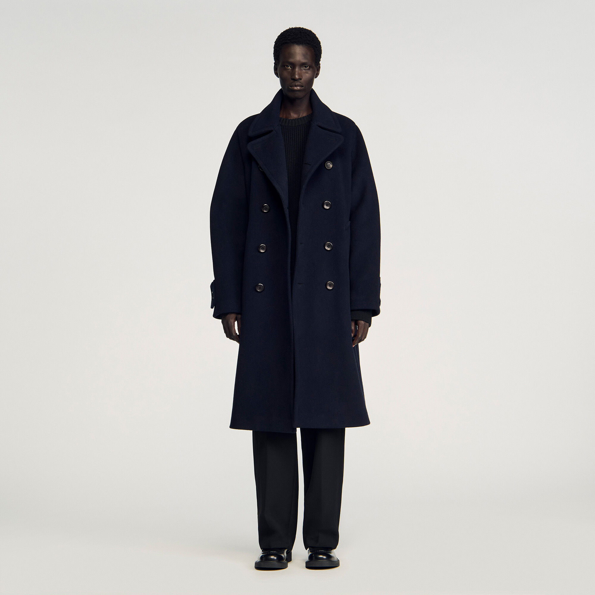 Manteau croisé laine col tailleur