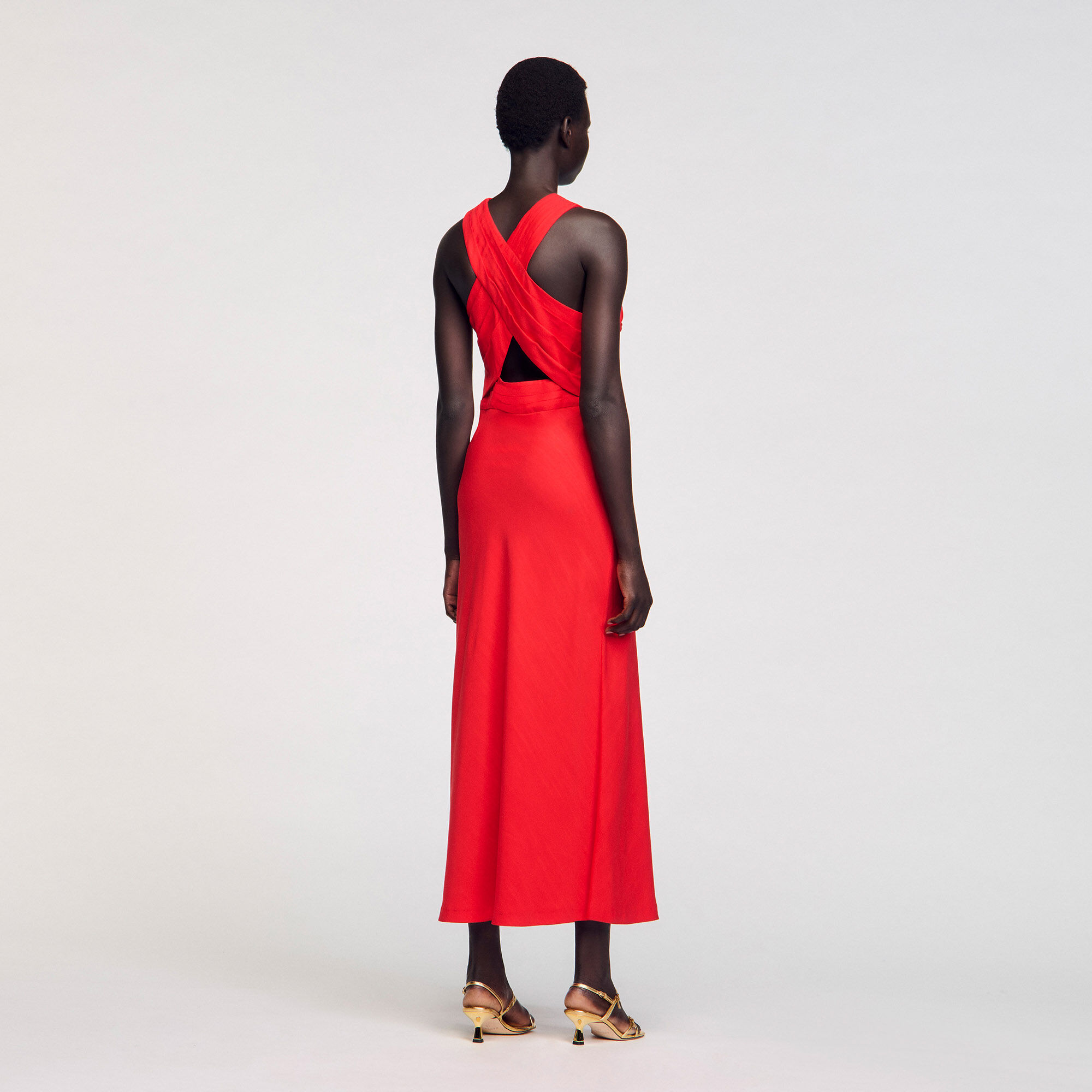 Maxi wraparound dress red For Women | Sandro Paris