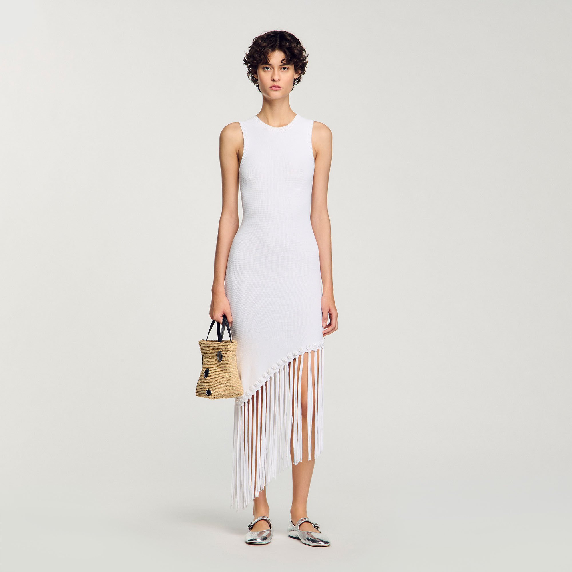 Fringed crochet maxi dress