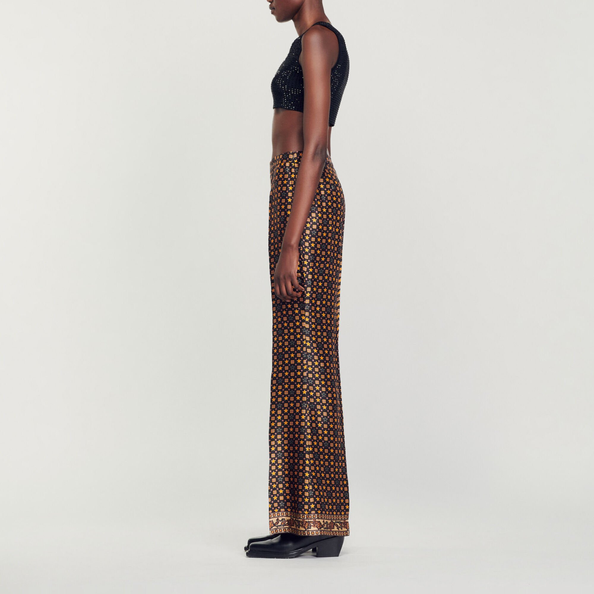 Printed satin pants
