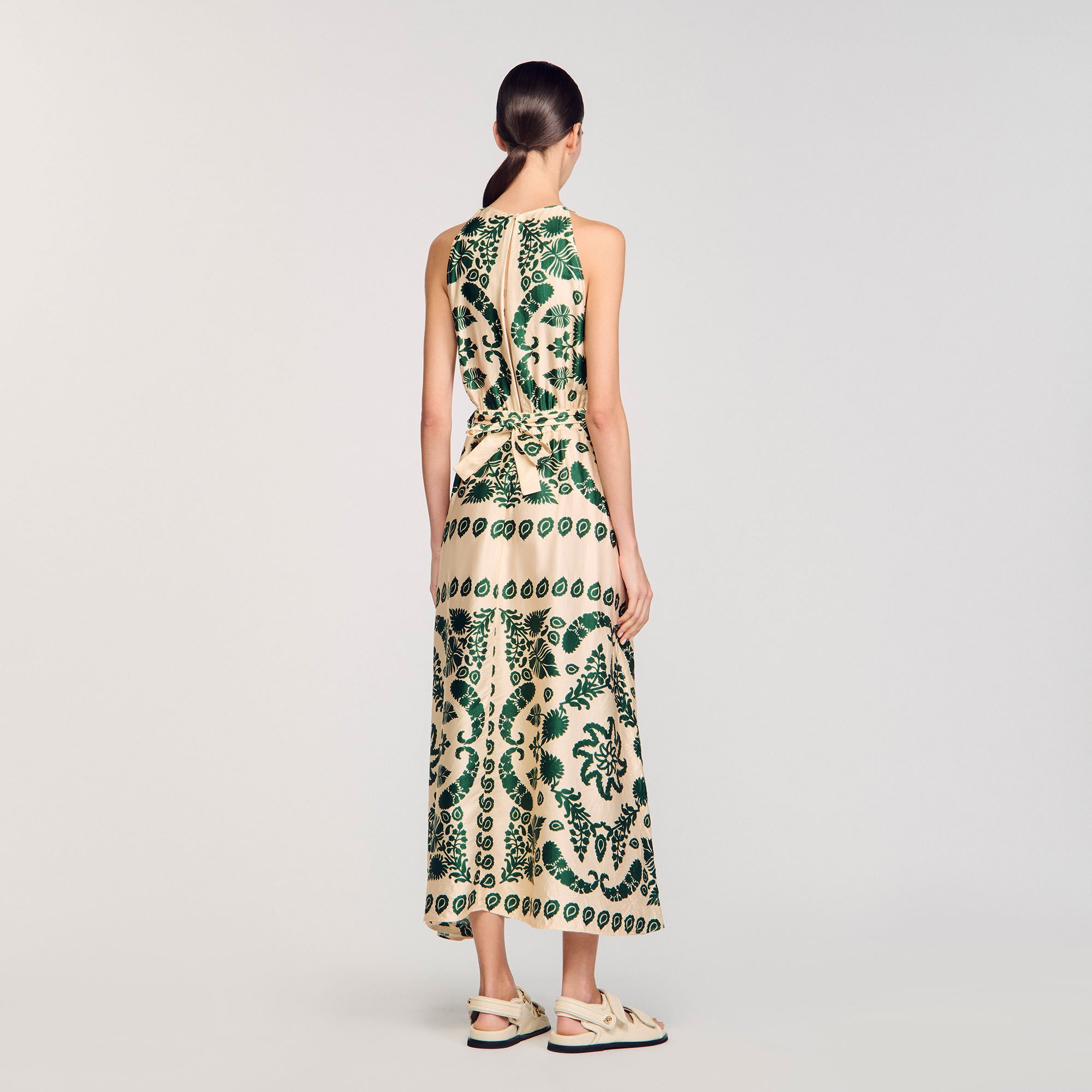 Leaf print maxi dress