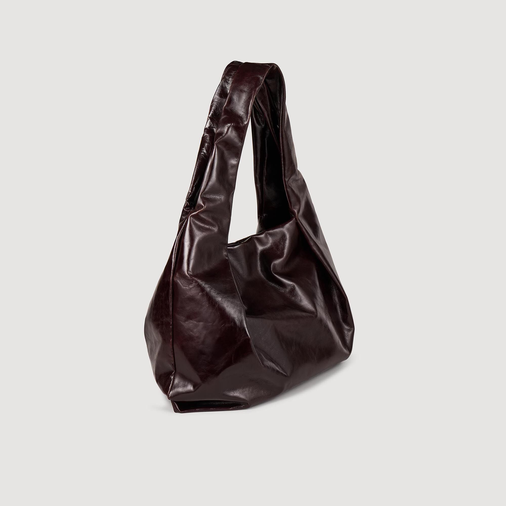 Large shiny leather bag