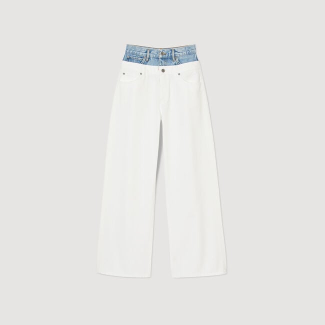 Two-tone double-waistband jeans