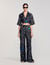 Spiral-print silk trousers