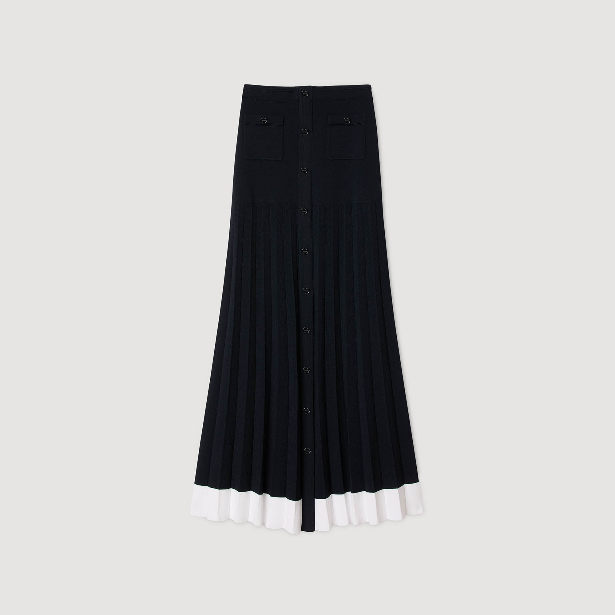 Maxi two-tone knit skirt blue For Women | Sandro Paris