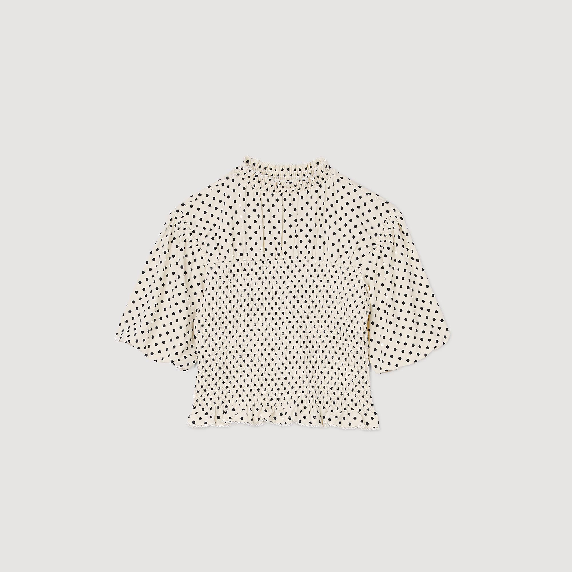 Polka Dot T-Shirt white / beige For Women | Sandro Paris Polka Dot T-Shirt white / beige For Women | Sandro Paris