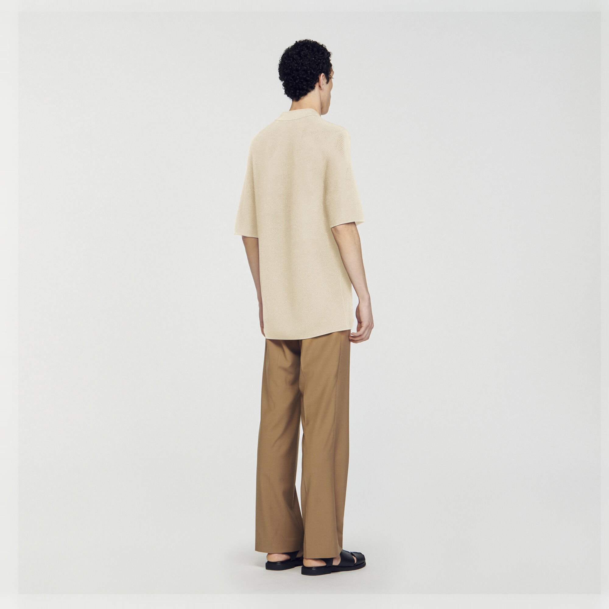 Openwork knit polo shirt