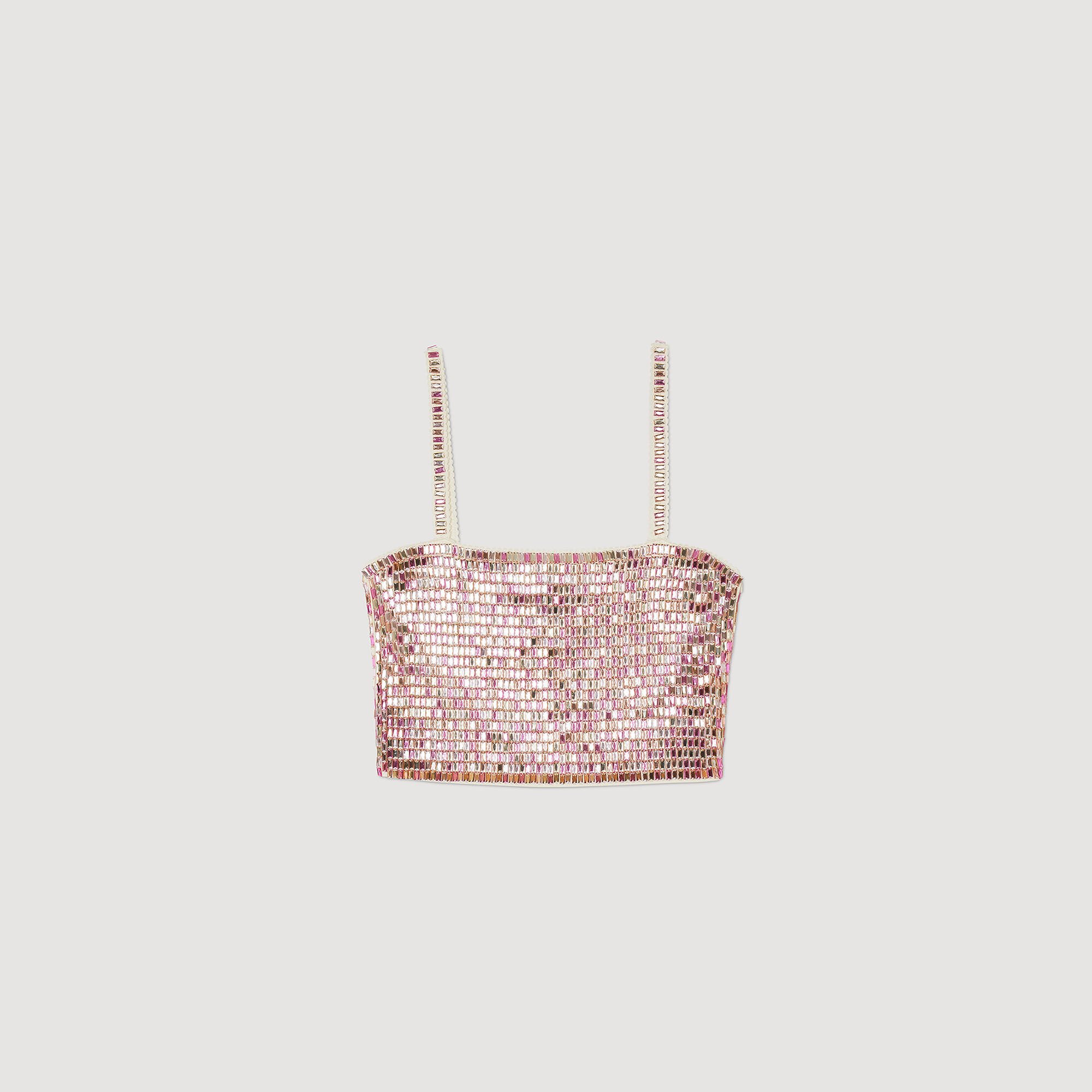 Short crop top with beads