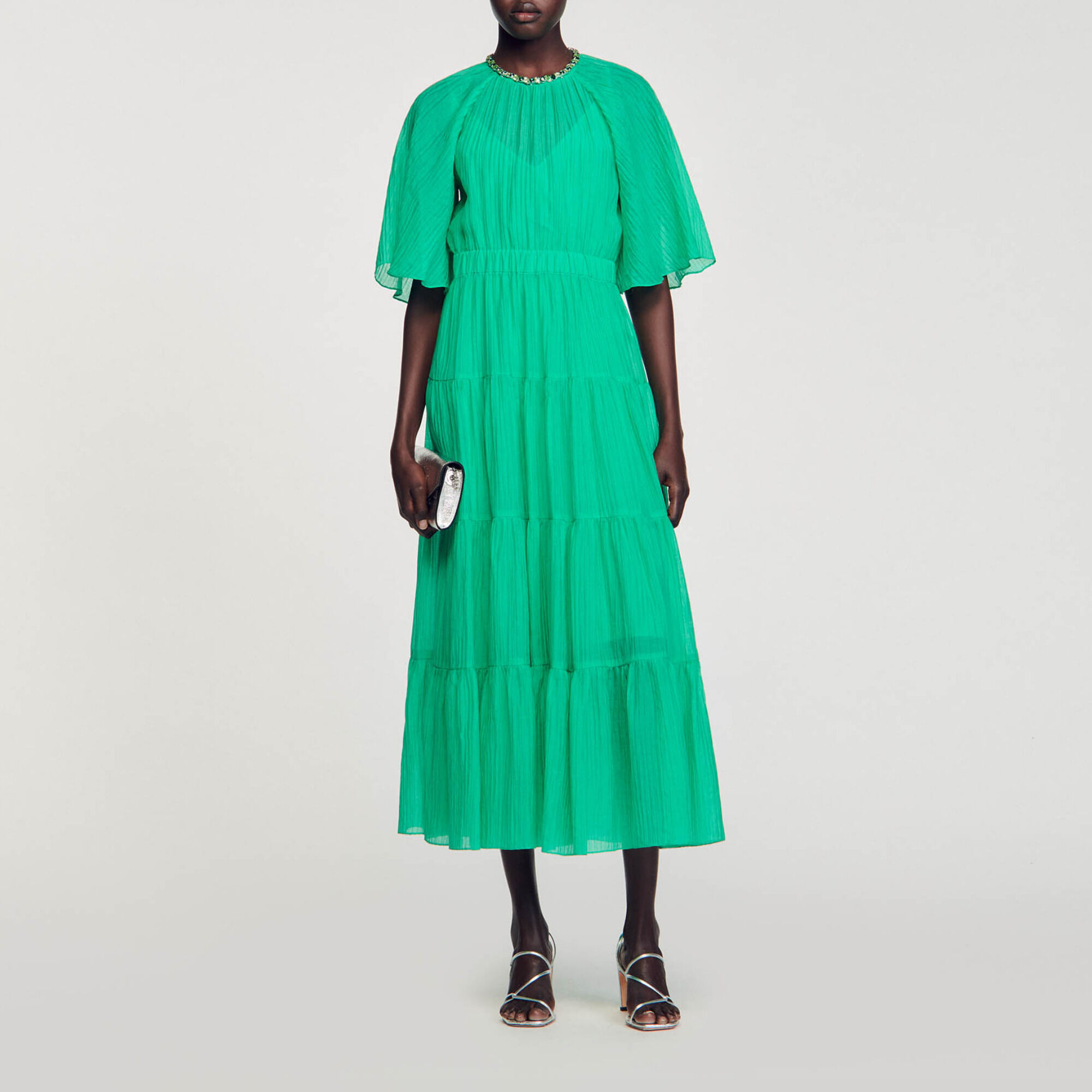 Green rhinestone dress top
