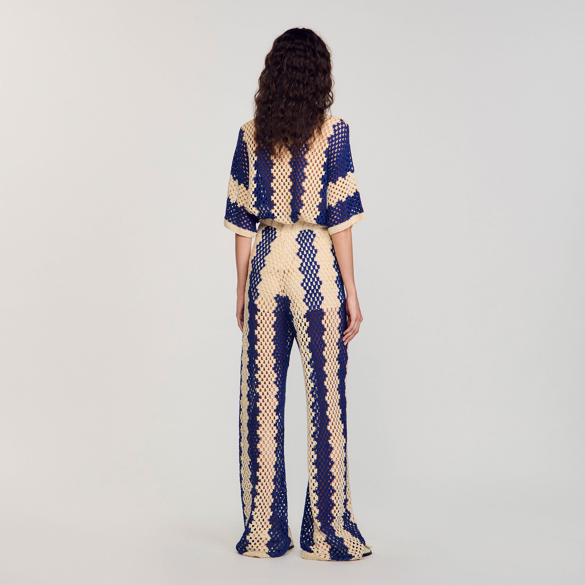 Two-tone open weave pants
