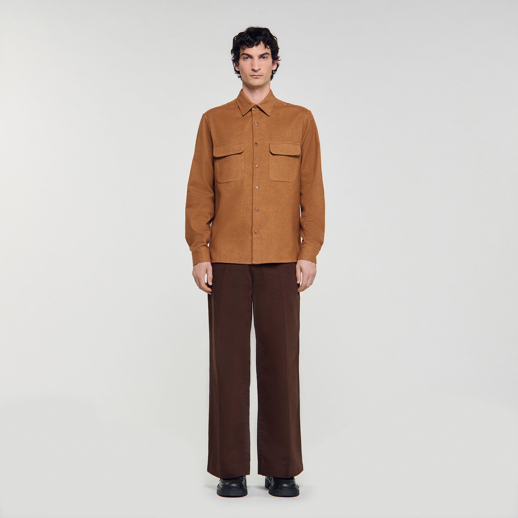 Flap pocket flannel shirt