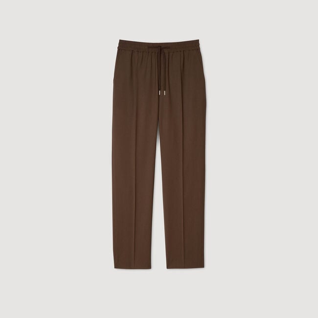 Elasticated straight-leg pants