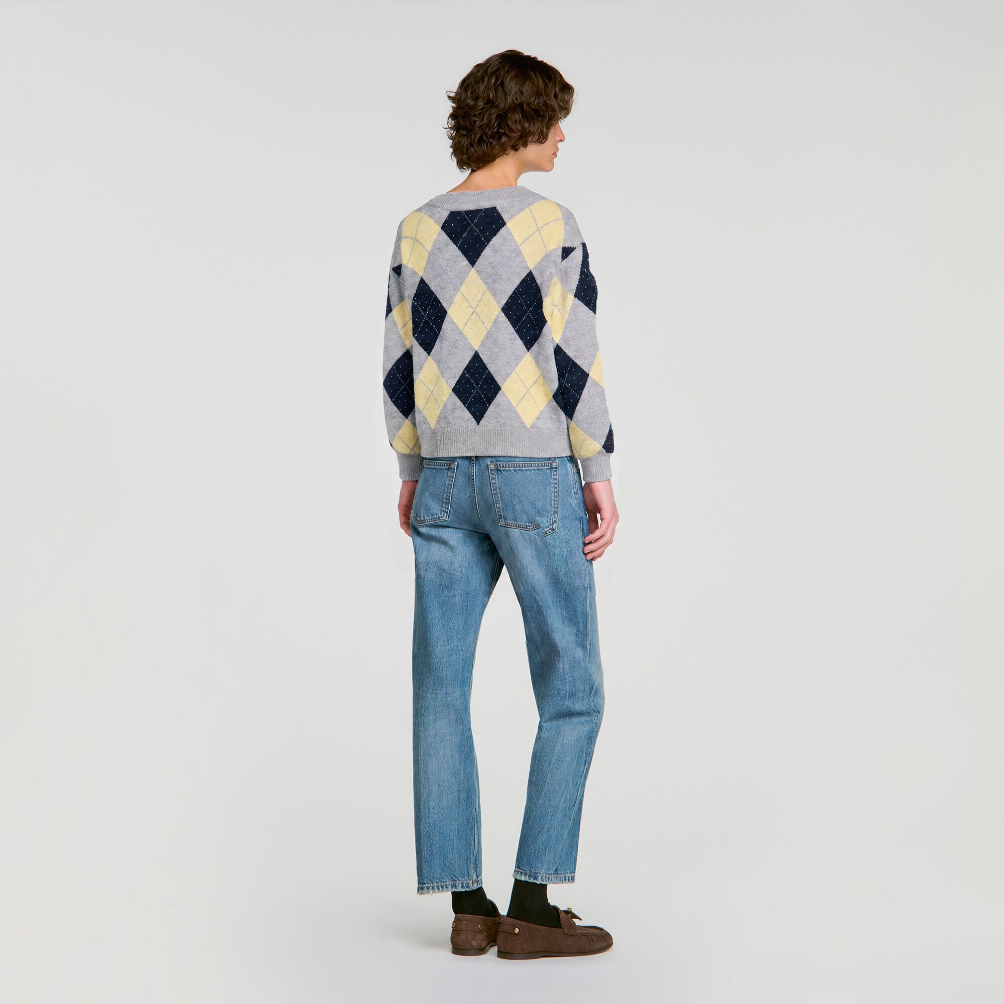 Rhinestone Argyle sweater - Women | Sandro