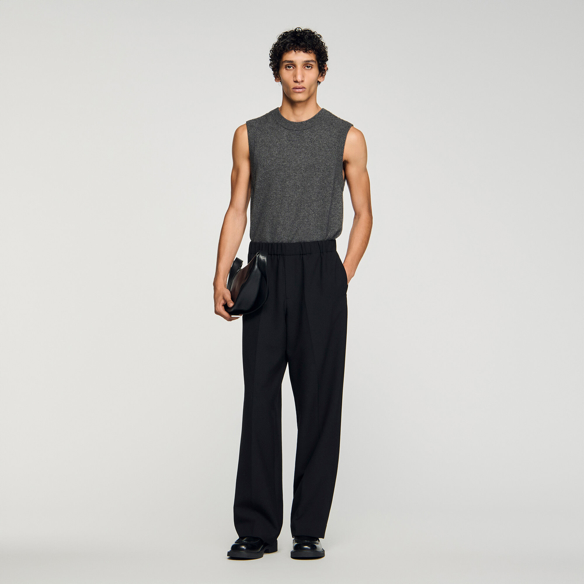Wide-leg trousers black / gray for Men | Sandro Paris
