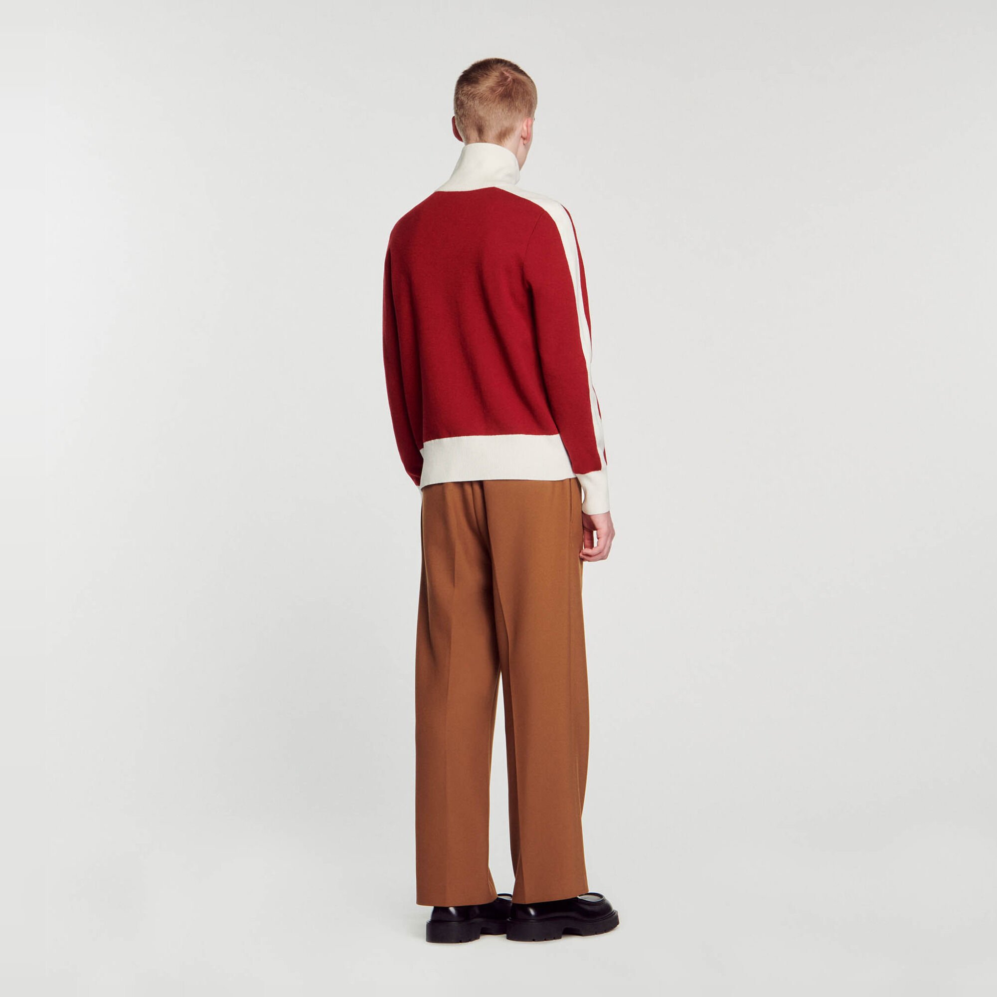 Two-tone knit cardigan