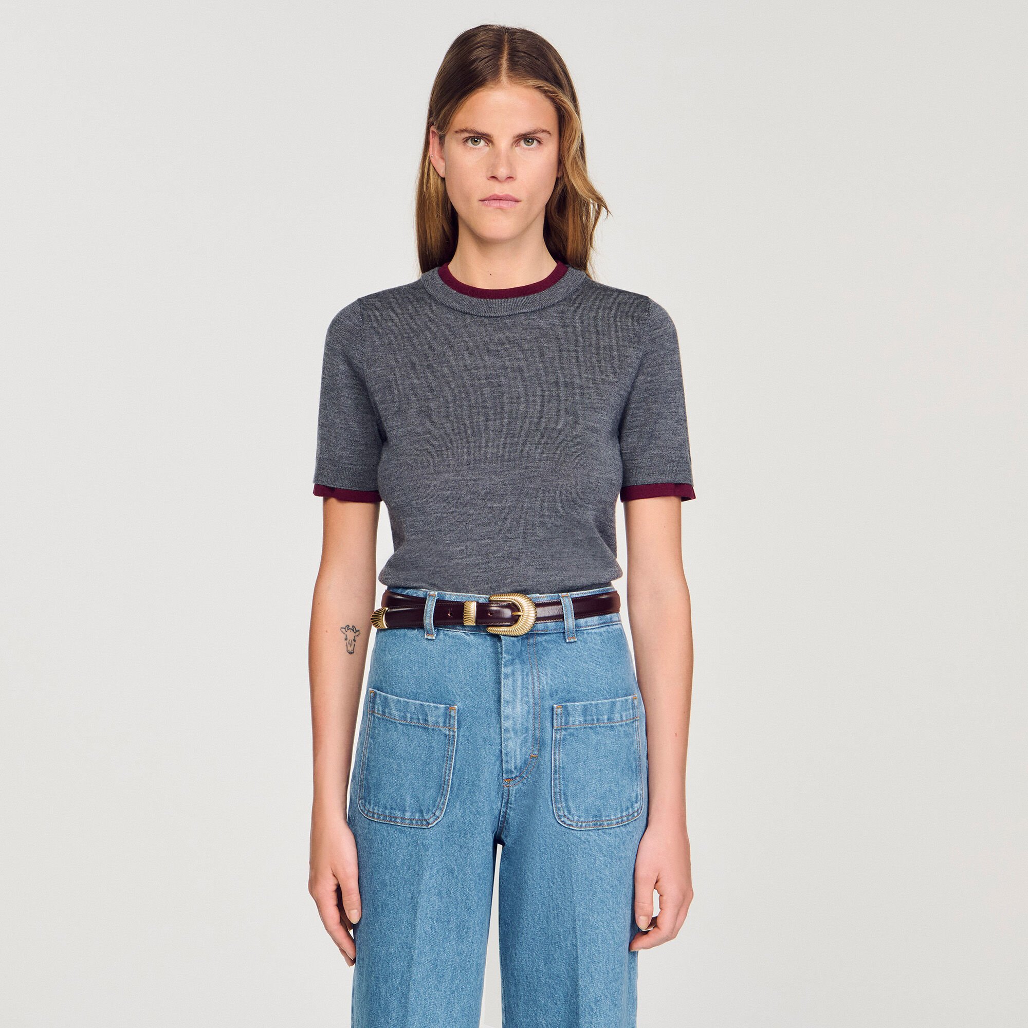 Two-tone cropped sweater