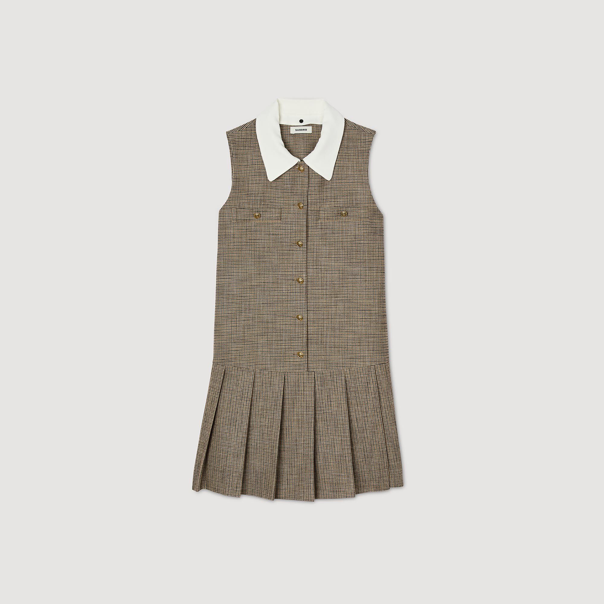 Short micro houndstooth dress brown For Women | Sandro Paris Short micro houndstooth dress brown For Women | Sandro Paris