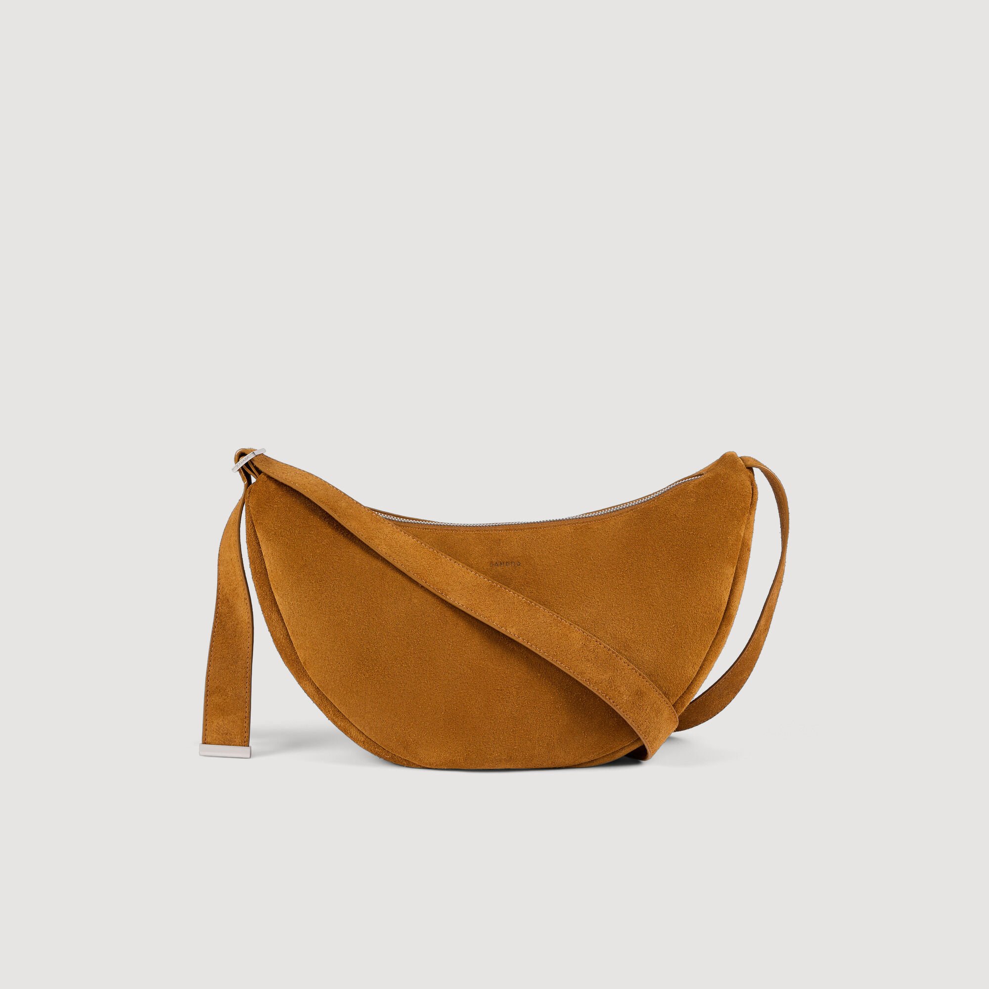 Small zipped split leather hobo