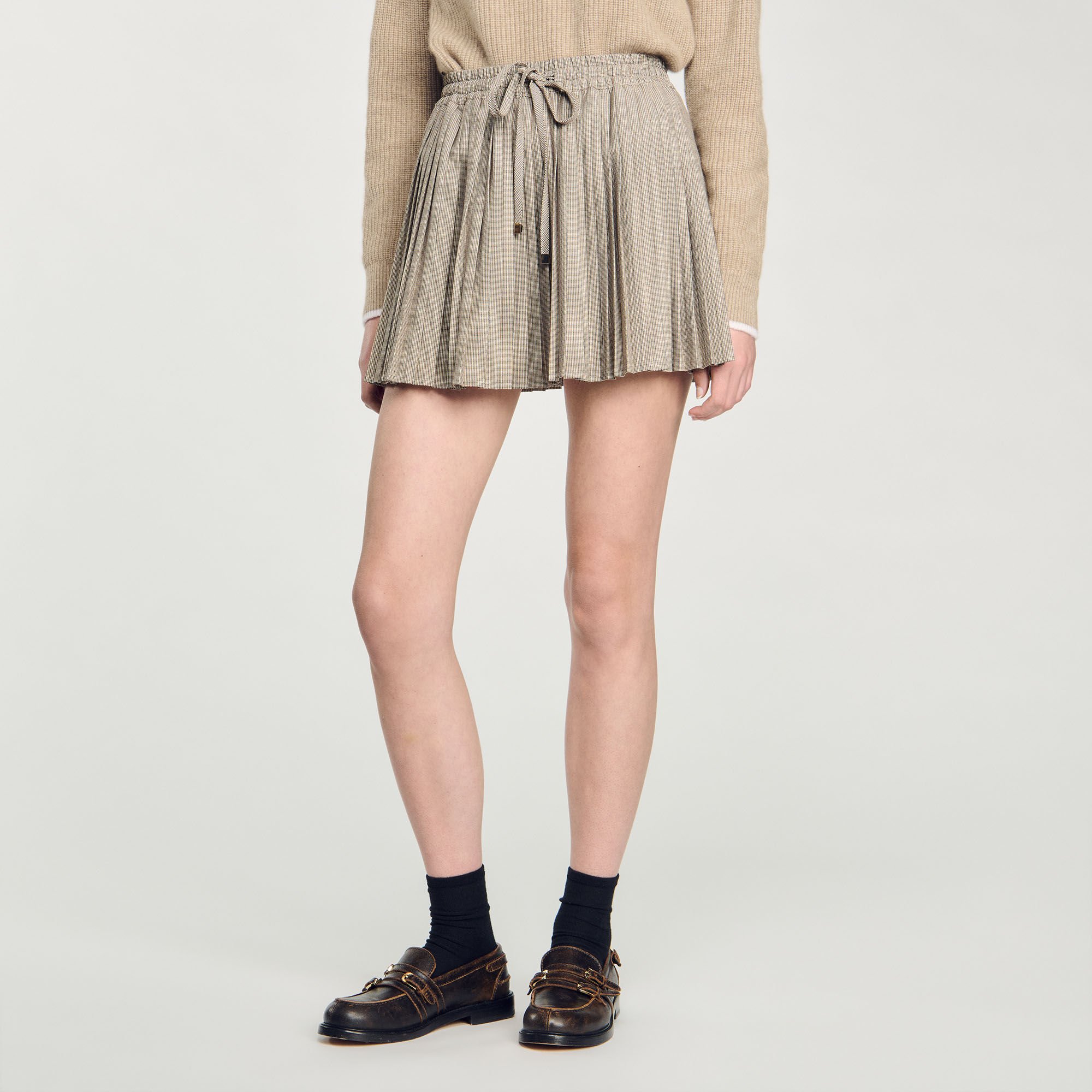 Short pleated skirt white / beige For Women | Sandro Paris
