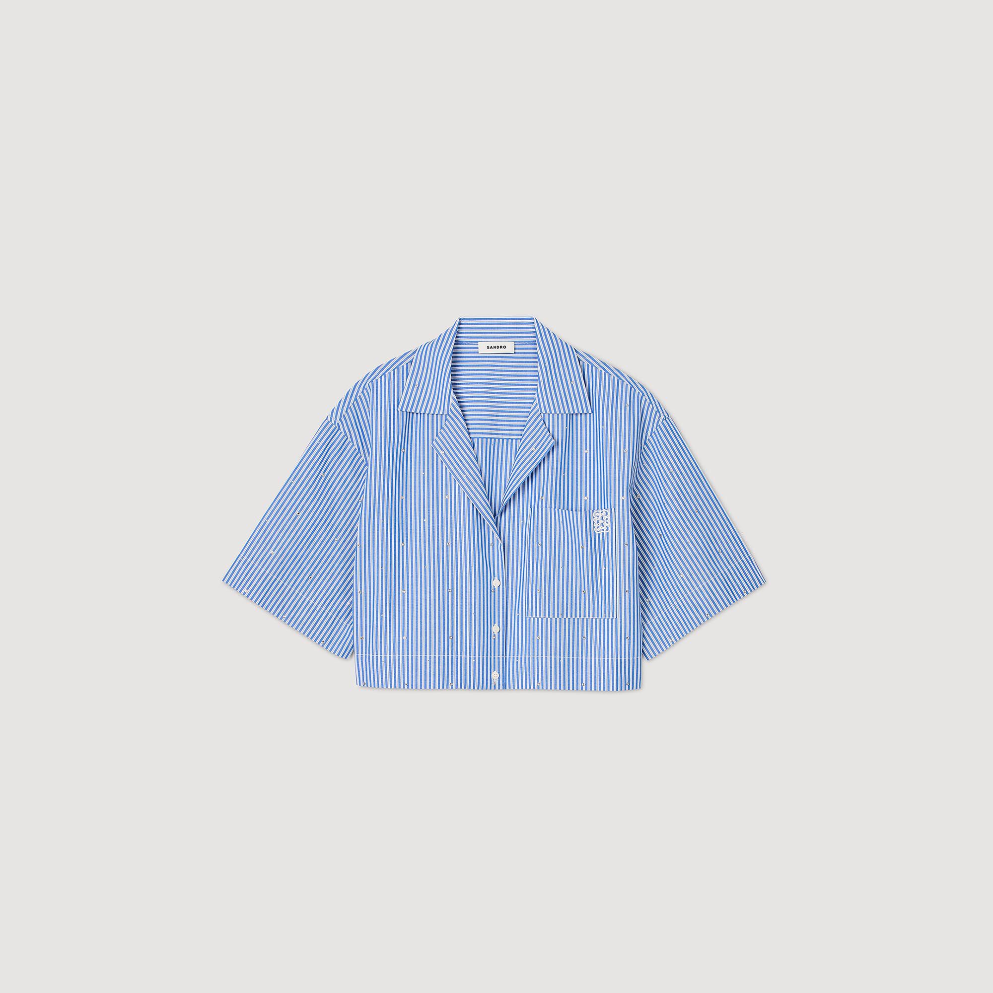 ブランド品 通販サイト rhinestone Short-sleeved shirt Paris Sandro | Women For blue トップス