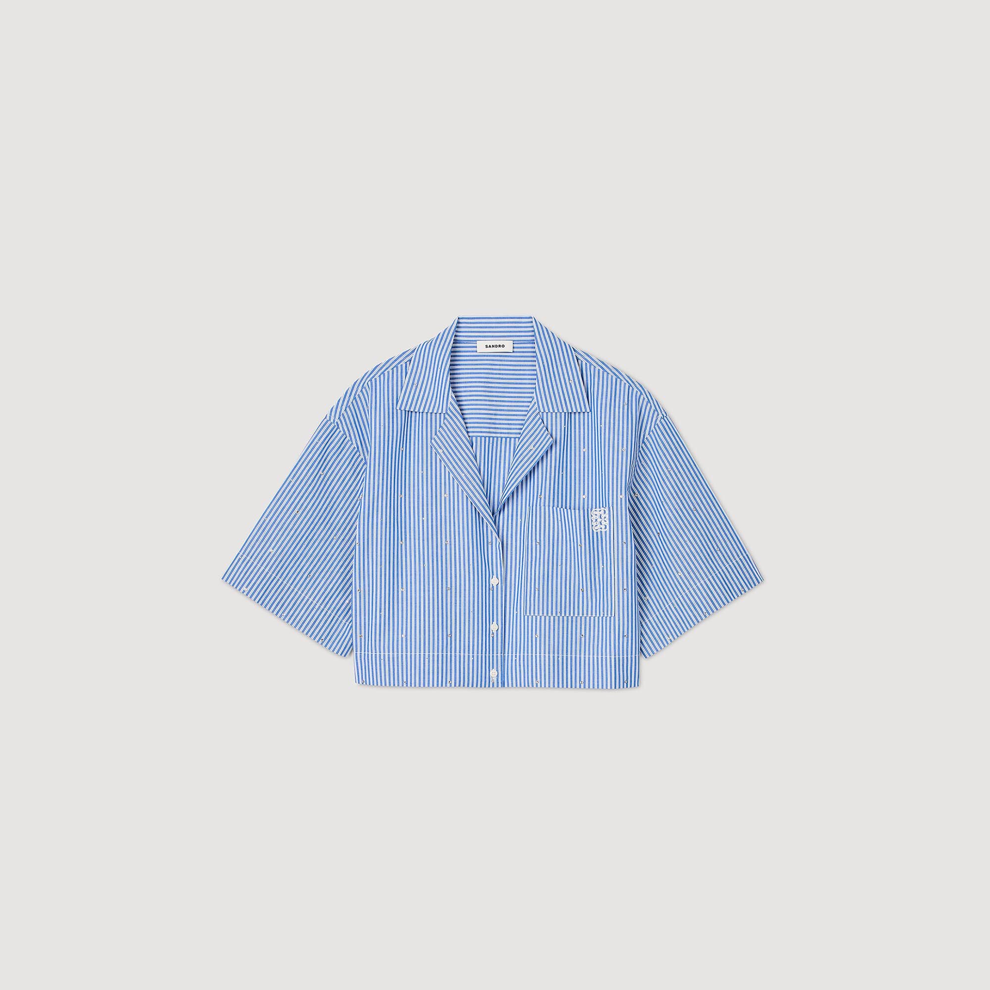 Short-sleeved rhinestone shirt