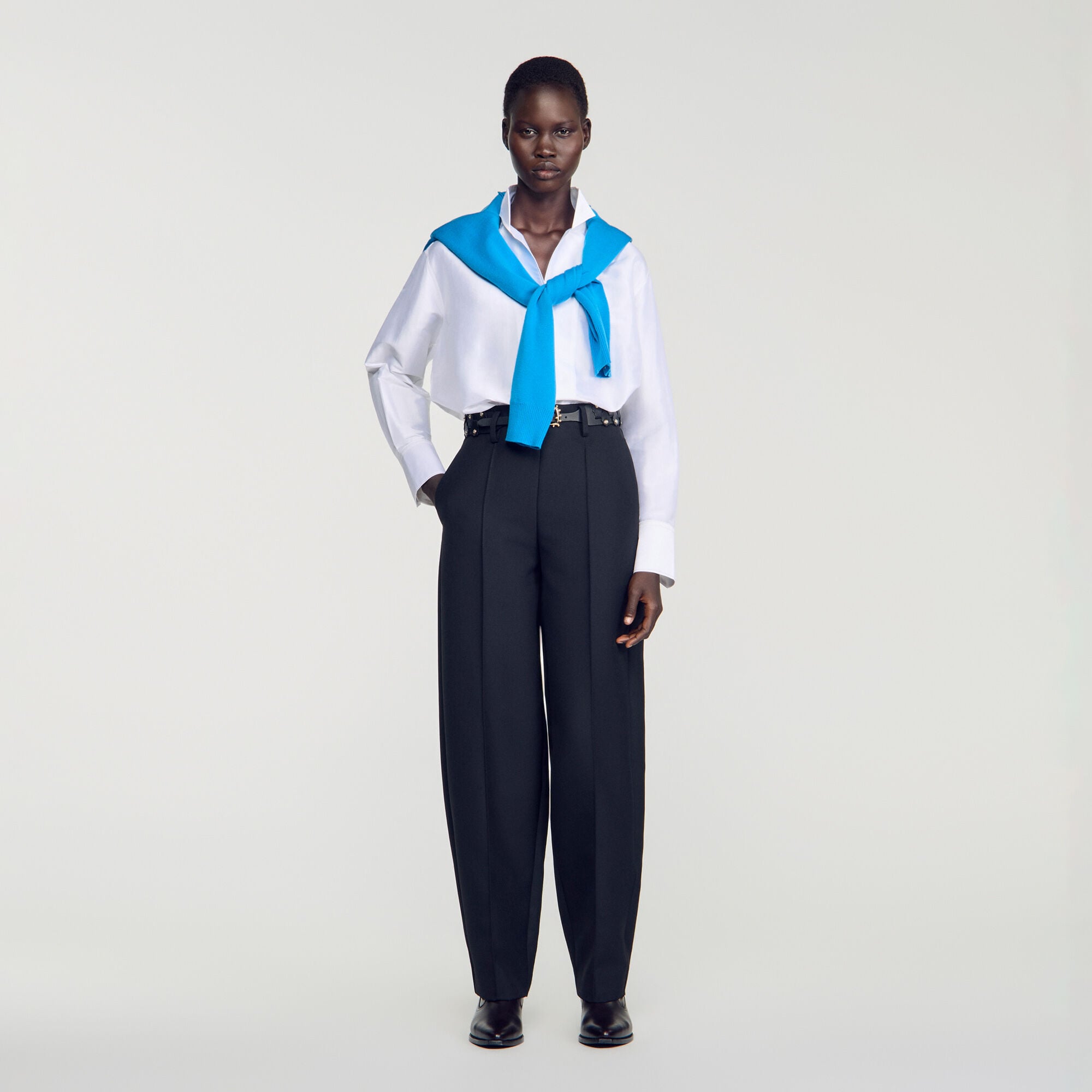 Barrel-leg tweed trousers - Women | Sandro
