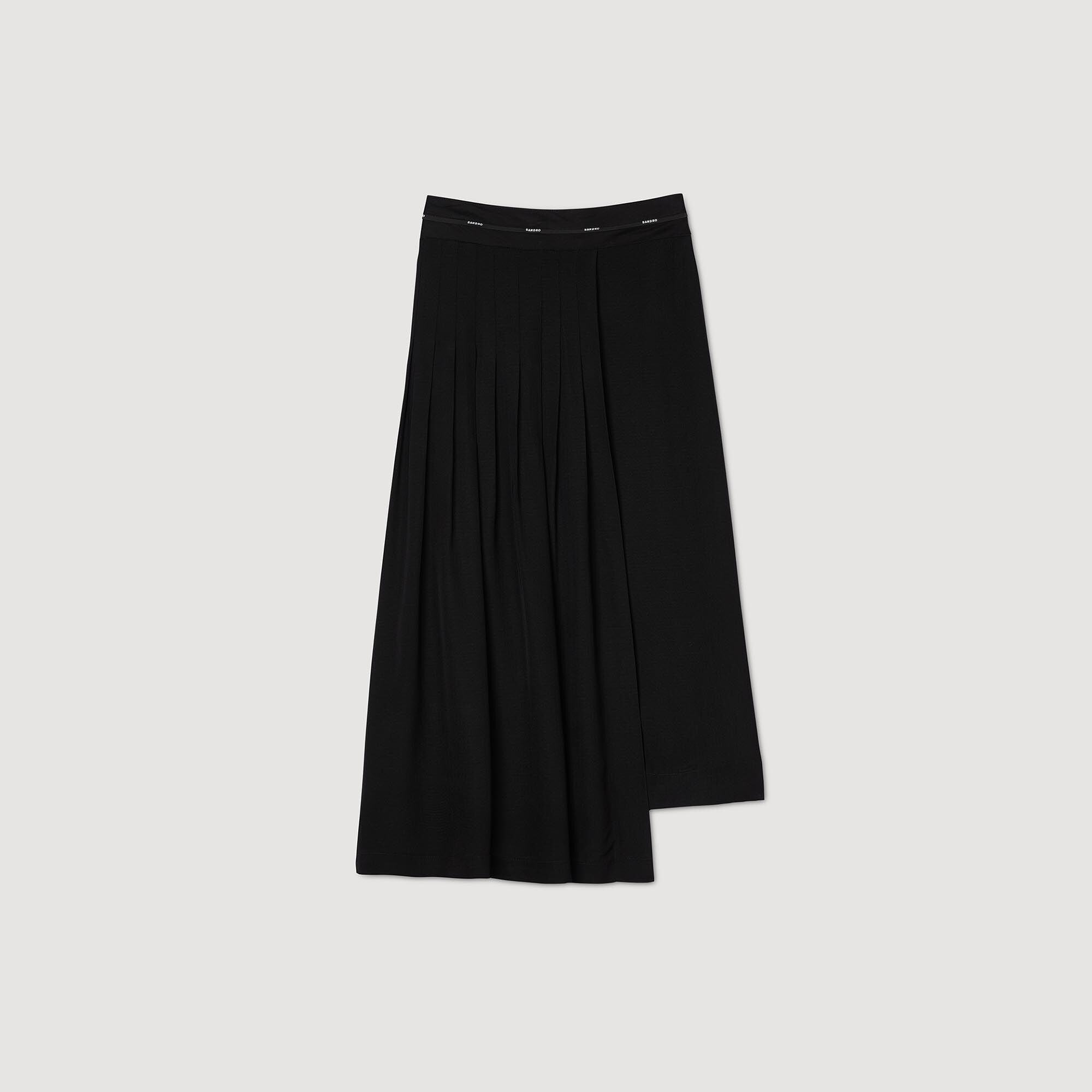 Long asymmetrical skirt black / gray For Women | Sandro Paris
