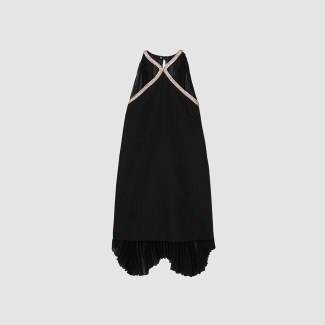 Mini cape dress with rhinestones